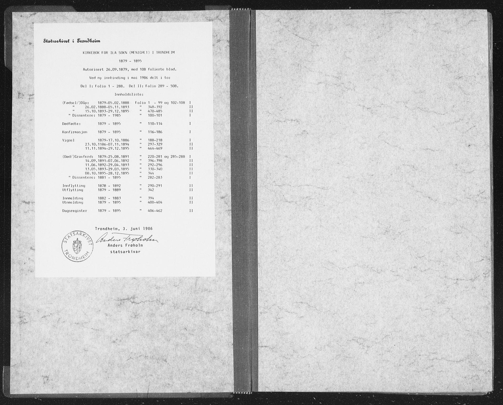 Ministerialprotokoller, klokkerbøker og fødselsregistre - Sør-Trøndelag, AV/SAT-A-1456/603/L0162: Parish register (official) no. 603A01, 1879-1895