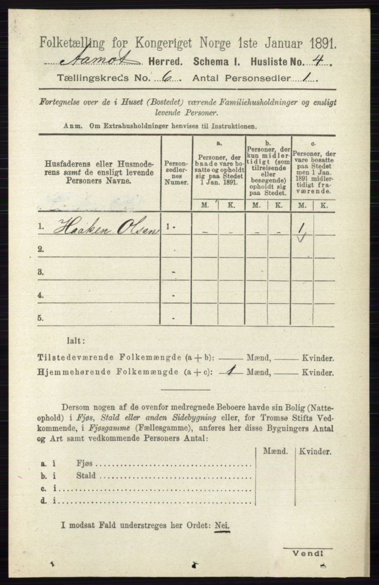 RA, 1891 census for 0429 Åmot, 1891, p. 2741