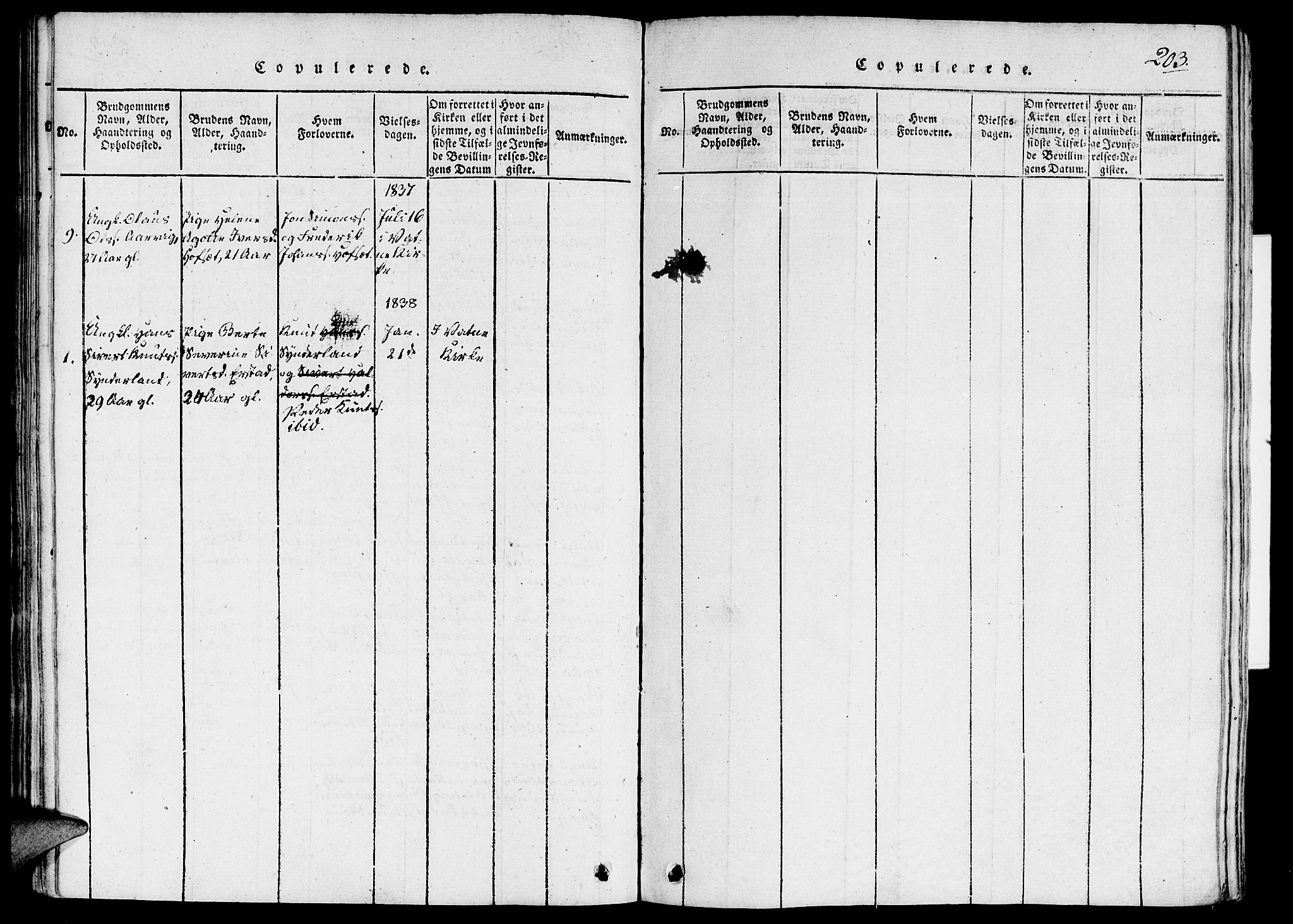 Ministerialprotokoller, klokkerbøker og fødselsregistre - Møre og Romsdal, AV/SAT-A-1454/524/L0351: Parish register (official) no. 524A03, 1816-1838, p. 203