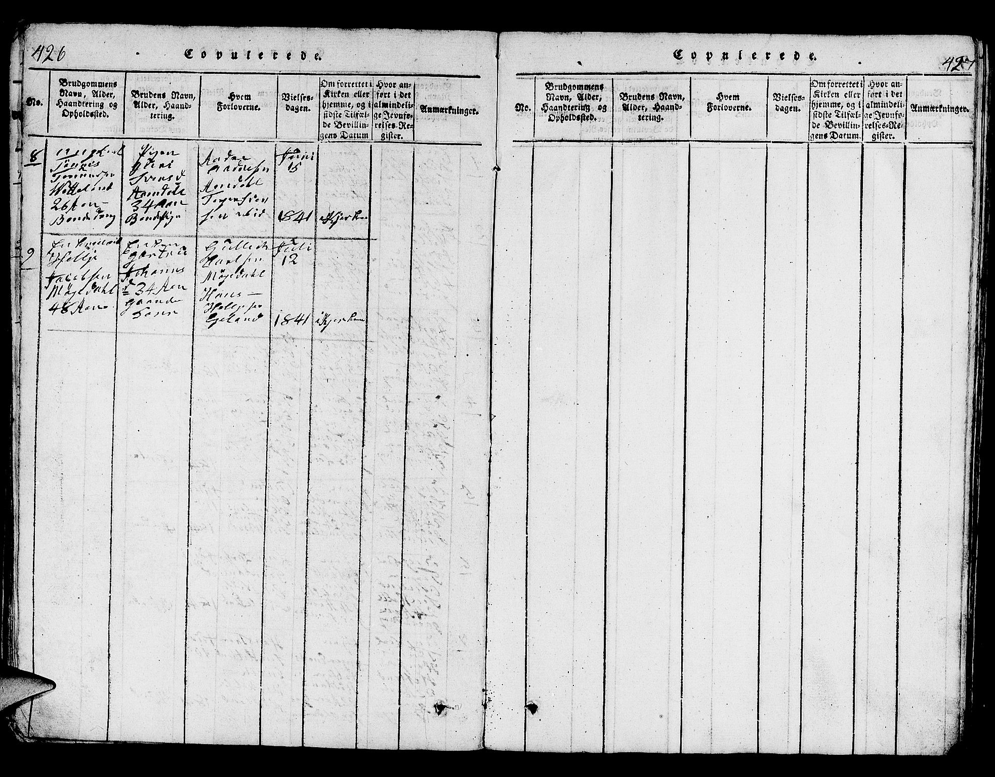 Helleland sokneprestkontor, SAST/A-101810: Parish register (copy) no. B 1, 1815-1841, p. 426-427