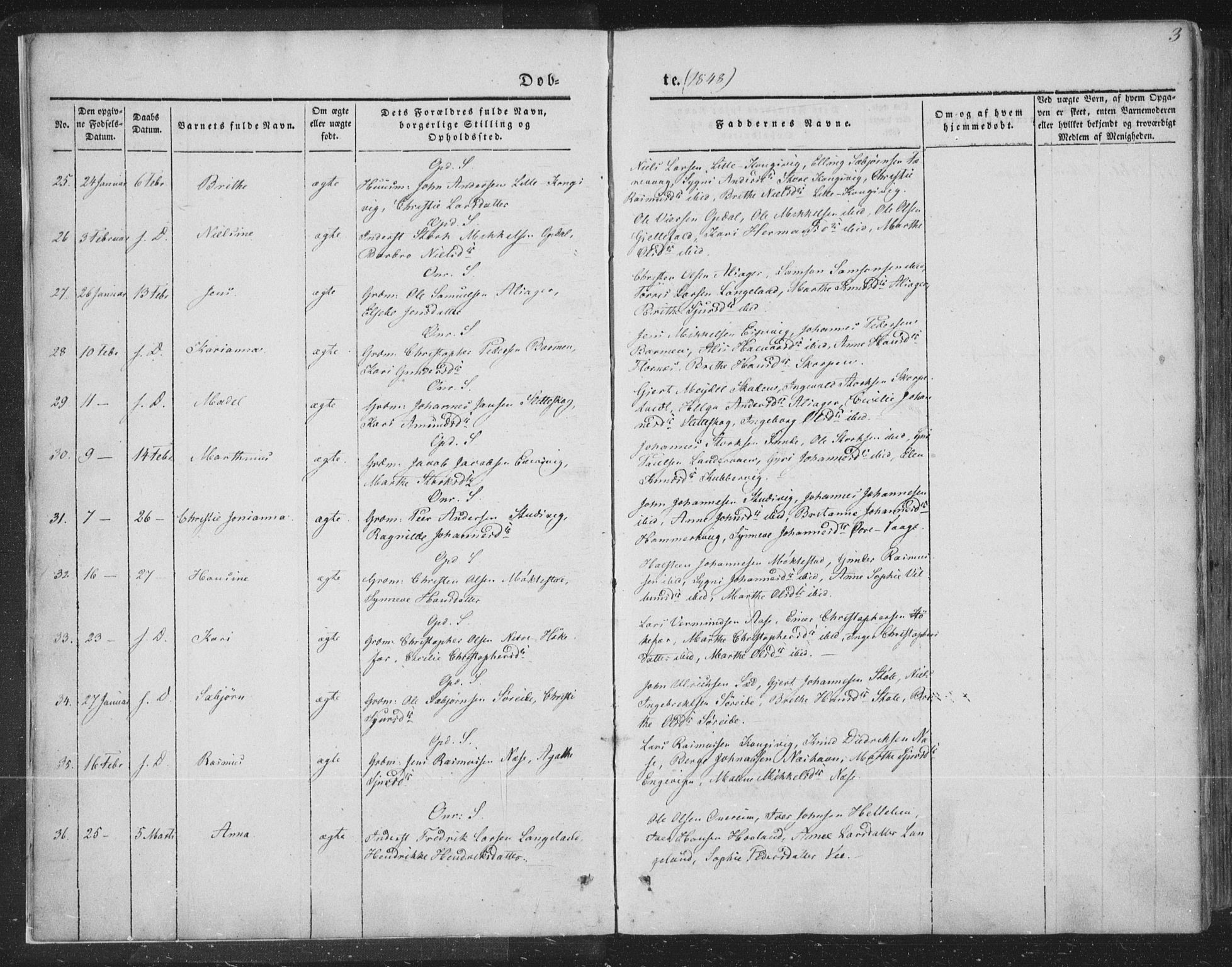 Tysnes sokneprestembete, AV/SAB-A-78601/H/Haa: Parish register (official) no. A 10, 1848-1859, p. 3