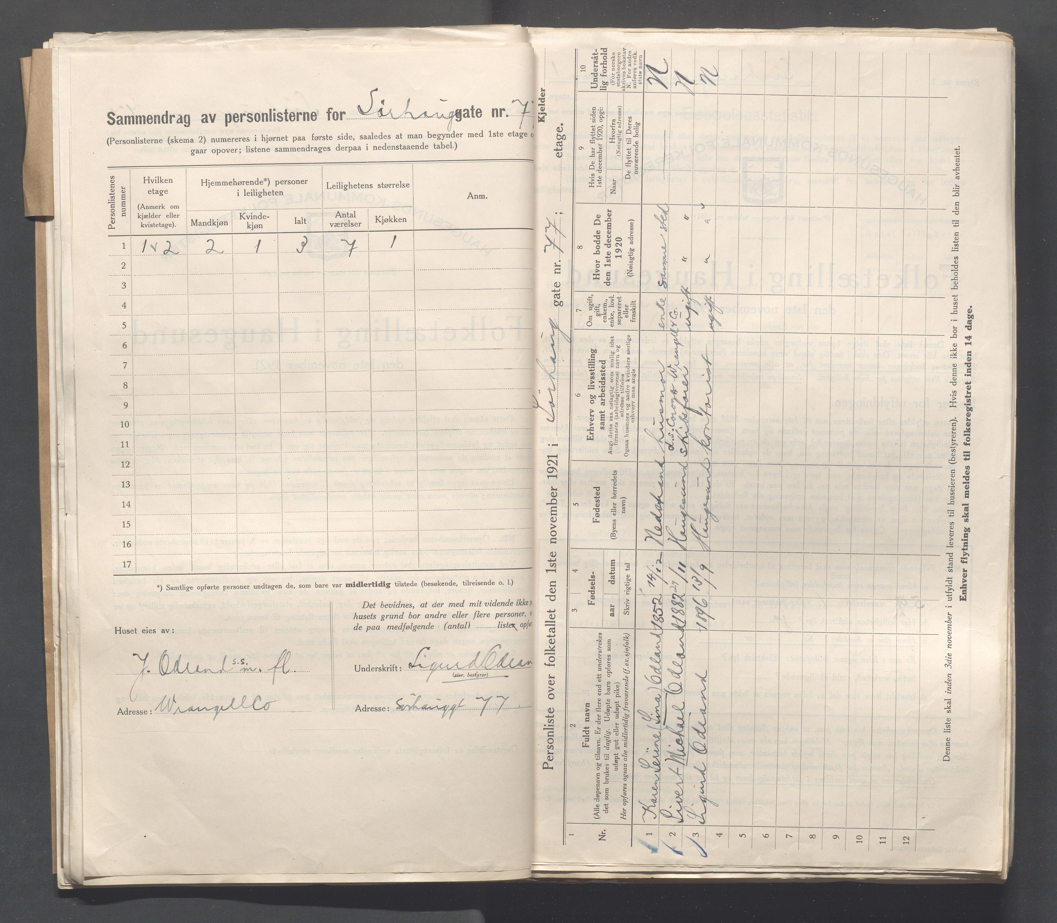 IKAR, Local census 1.11.1921 for Haugesund, 1921, p. 4998