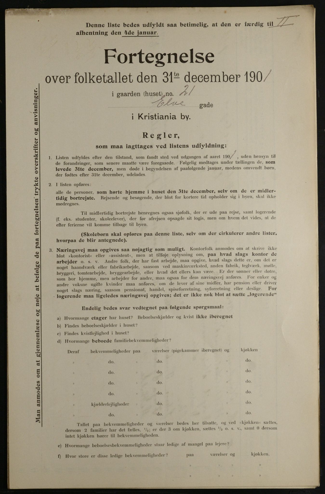 OBA, Municipal Census 1901 for Kristiania, 1901, p. 3325