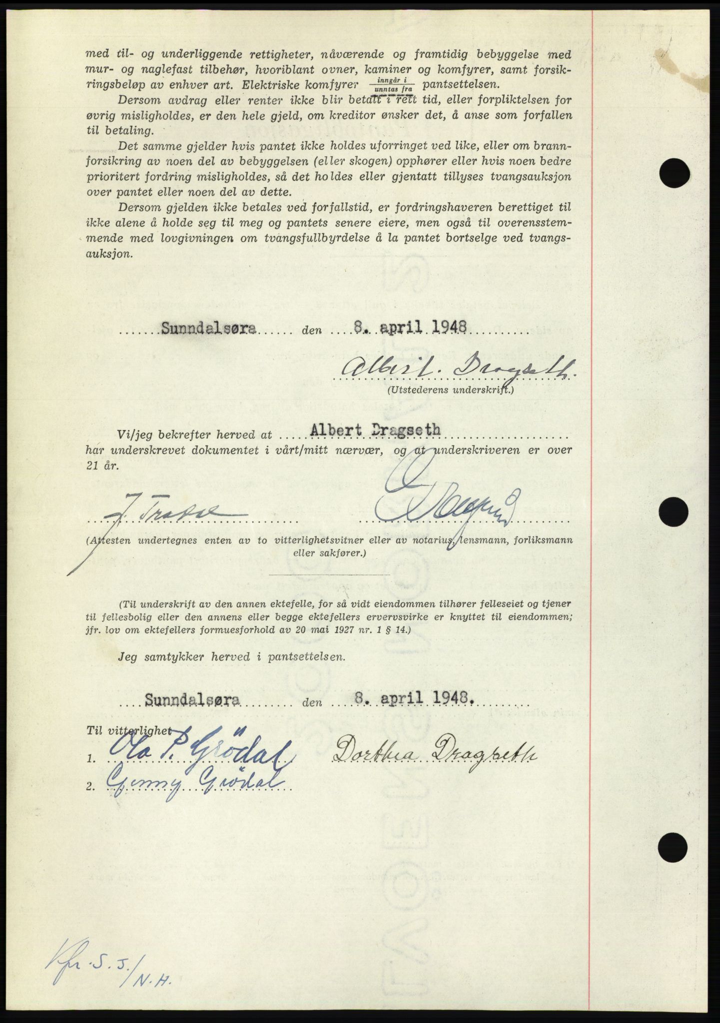 Nordmøre sorenskriveri, AV/SAT-A-4132/1/2/2Ca: Mortgage book no. B98, 1948-1948, Diary no: : 898/1948