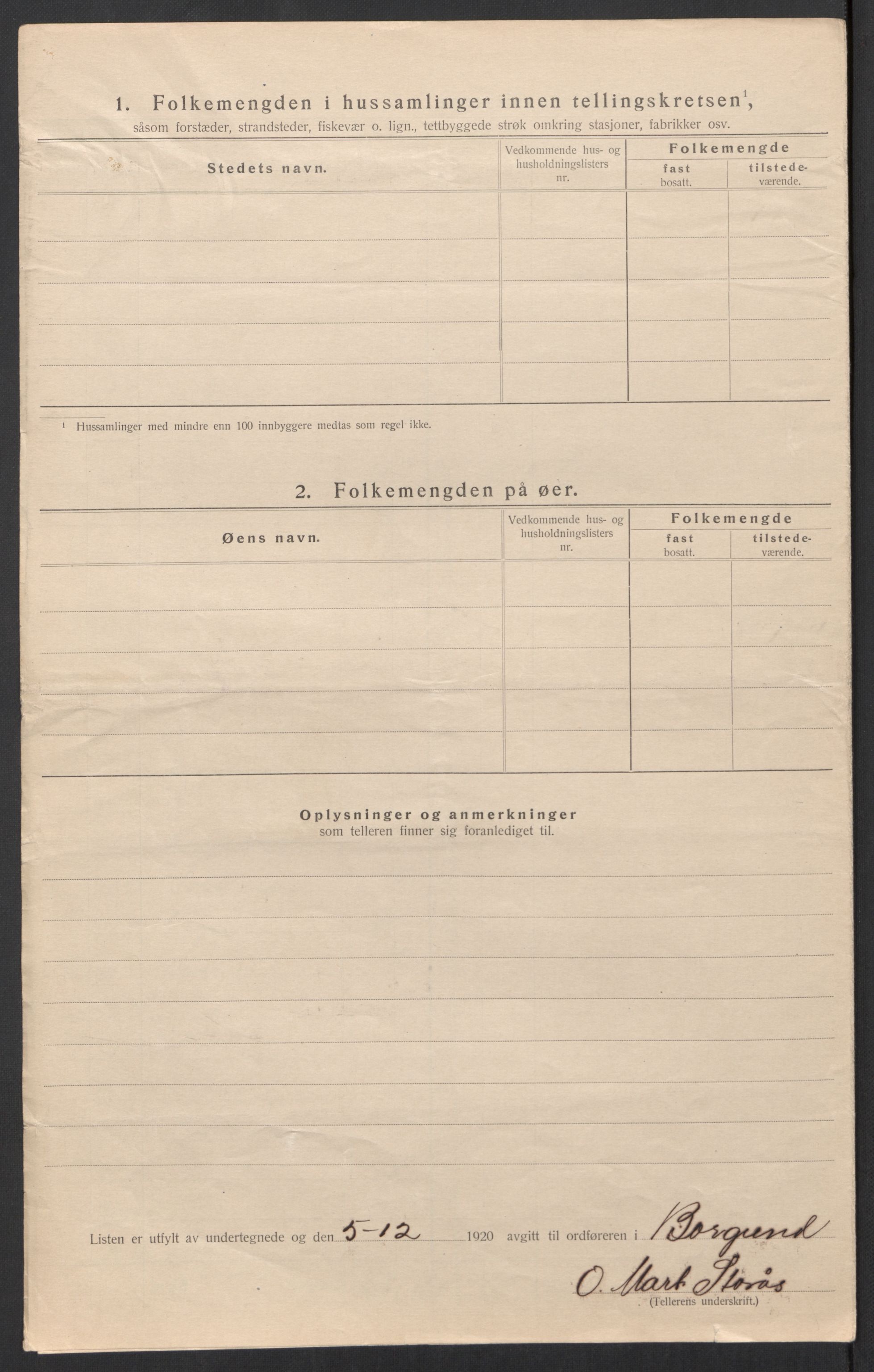 SAT, 1920 census for Borgund, 1920, p. 67