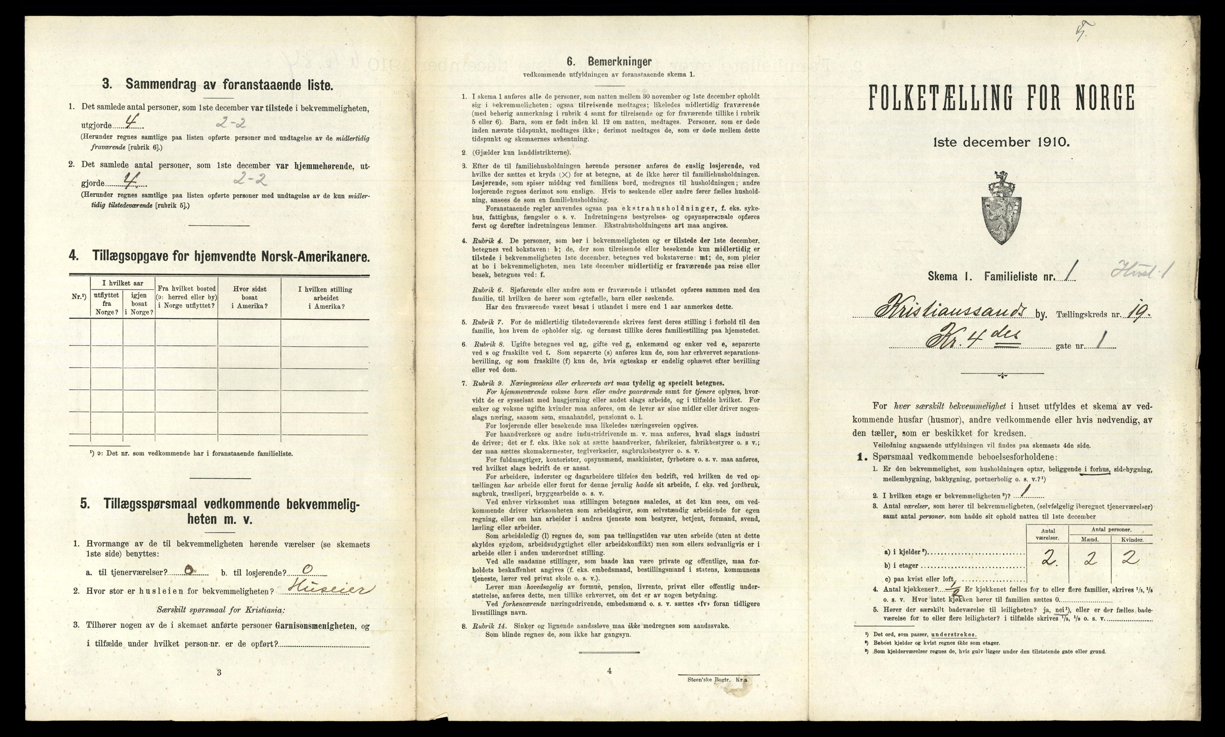 RA, 1910 census for Kristiansand, 1910, p. 4664