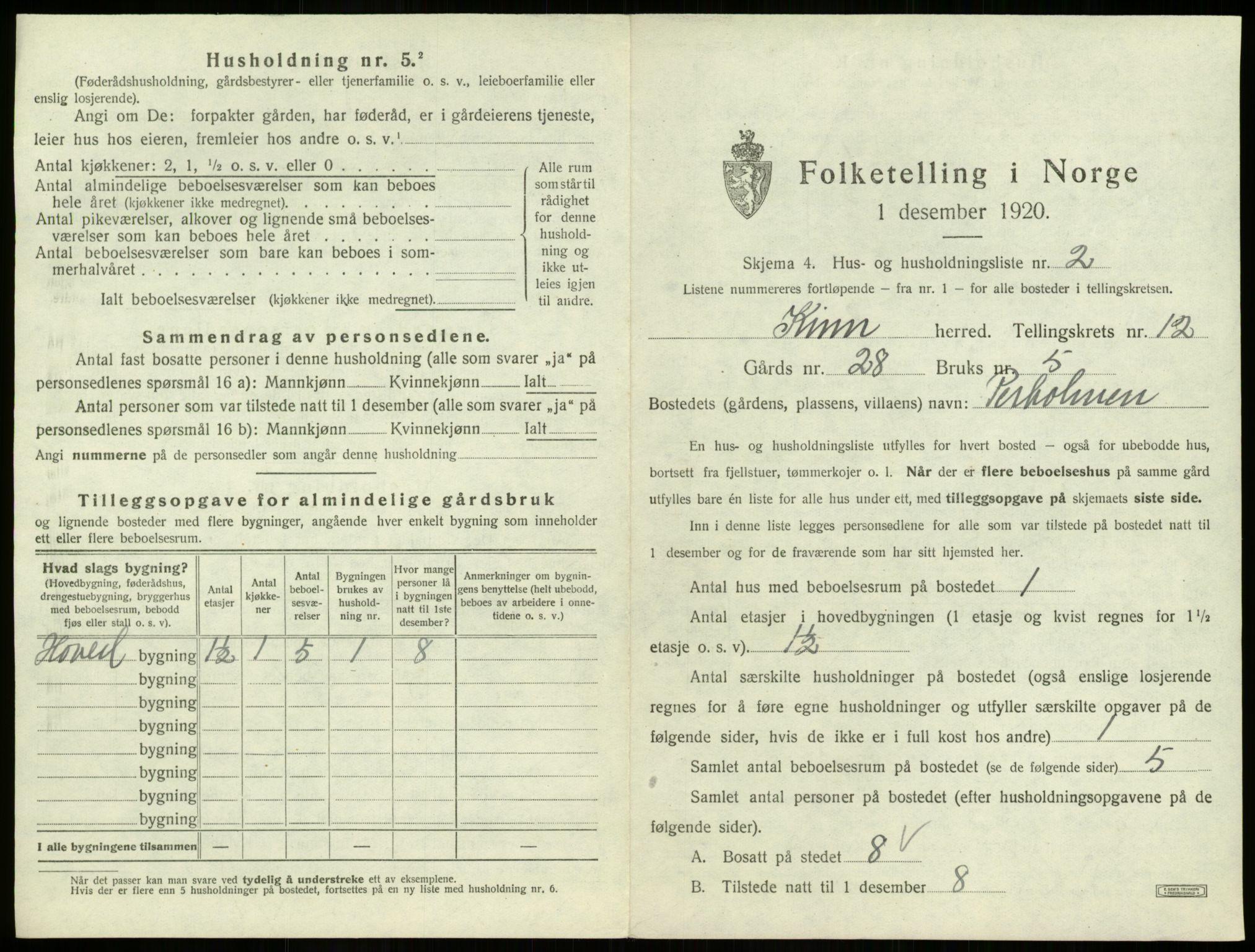 SAB, 1920 census for Kinn, 1920, p. 519