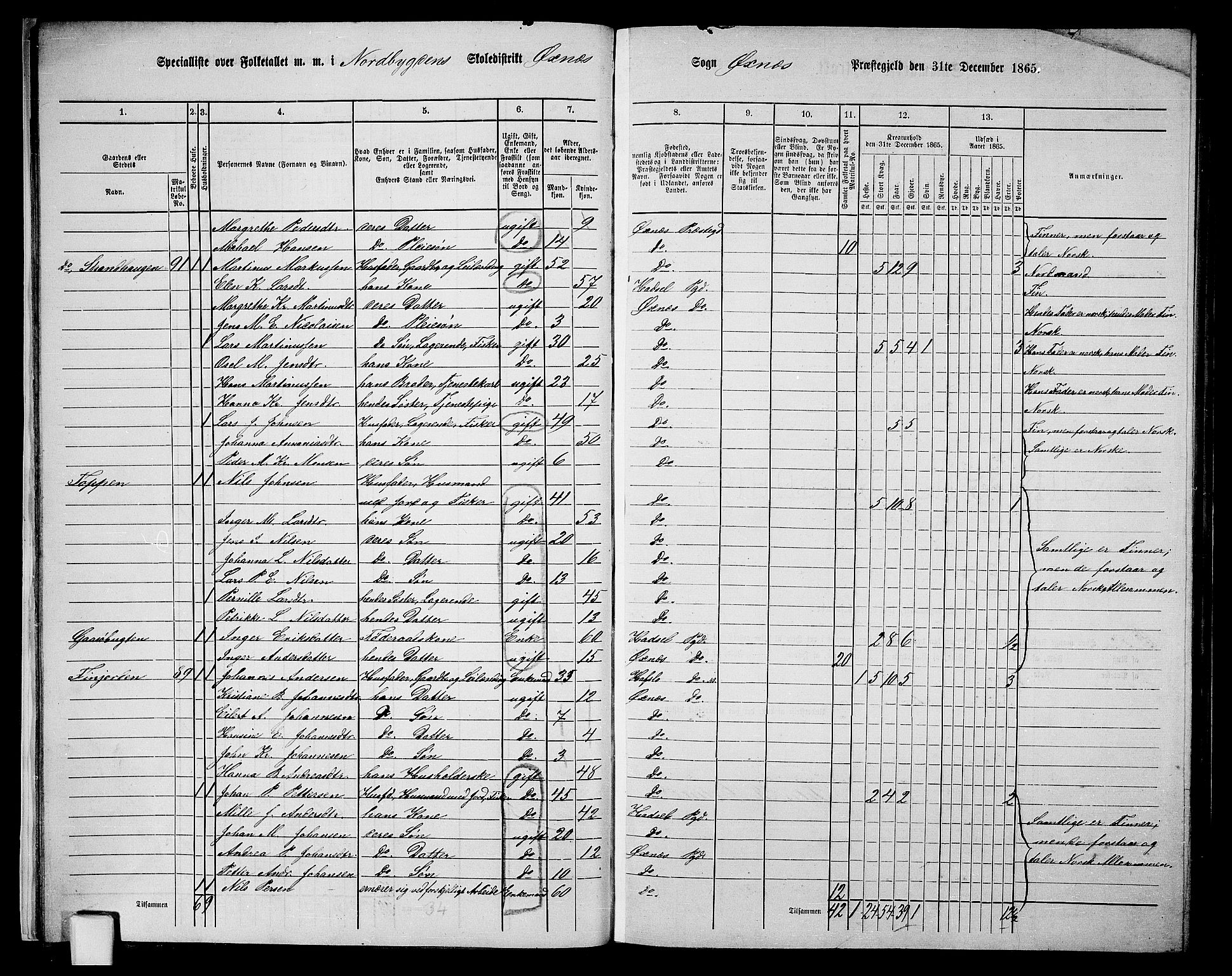 RA, 1865 census for Øksnes, 1865, p. 22