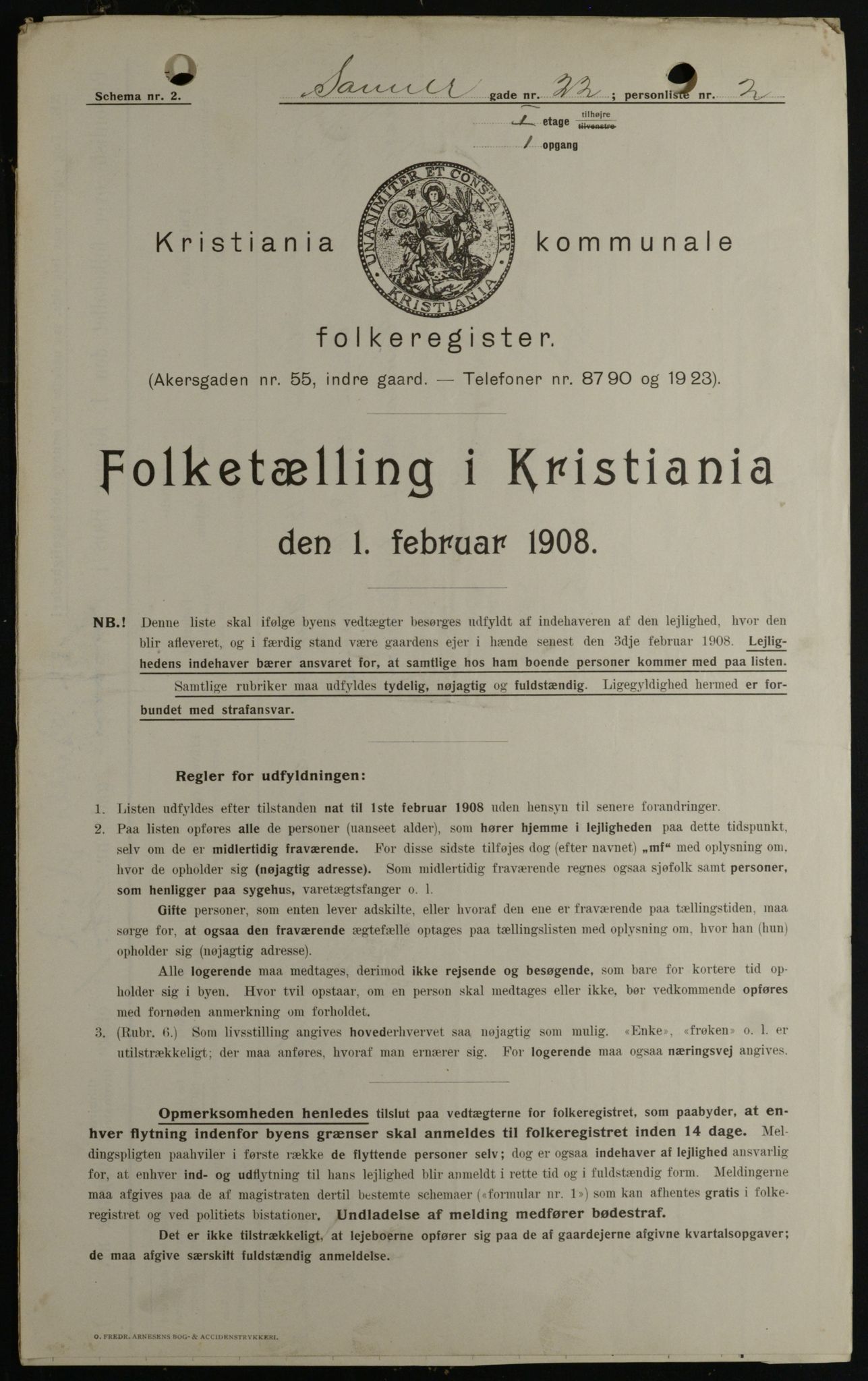 OBA, Municipal Census 1908 for Kristiania, 1908, p. 80307