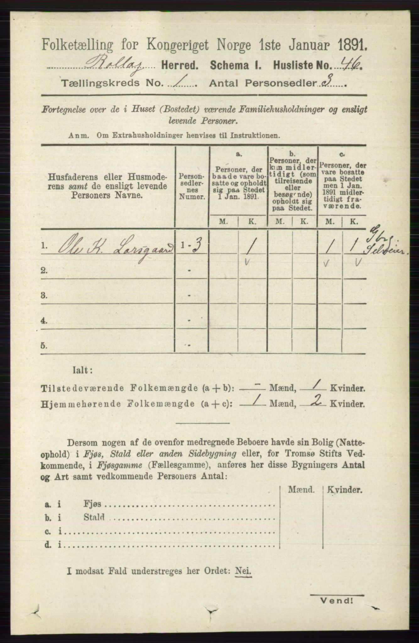 RA, 1891 census for 0632 Rollag, 1891, p. 62