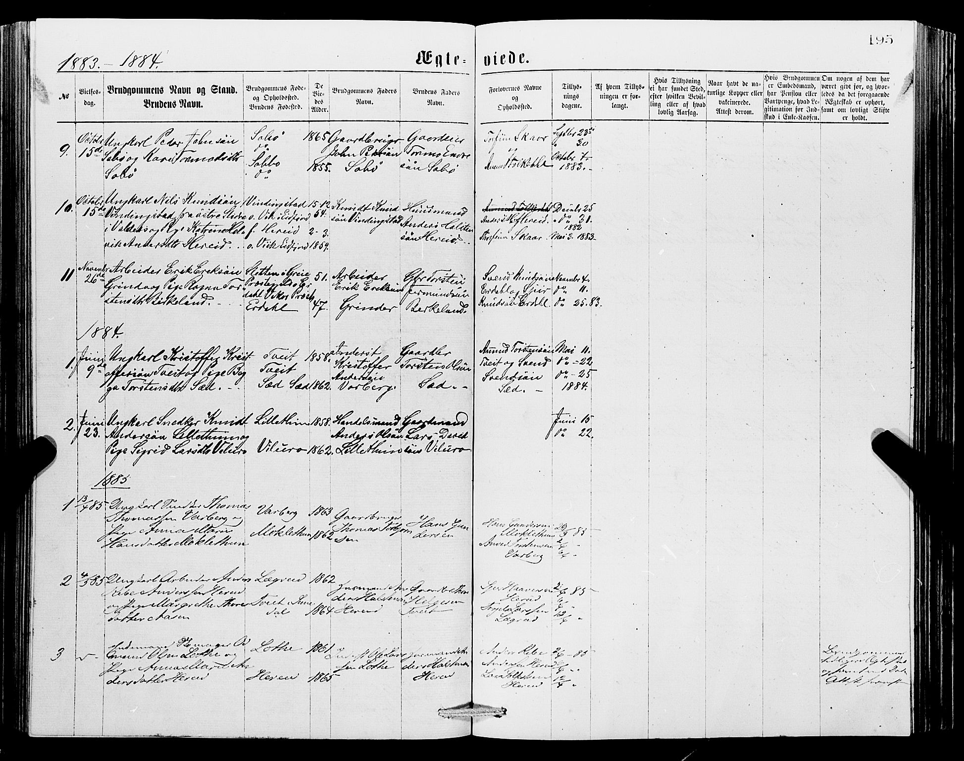 Ullensvang sokneprestembete, SAB/A-78701/H/Hab: Parish register (copy) no. C 2, 1871-1899, p. 195