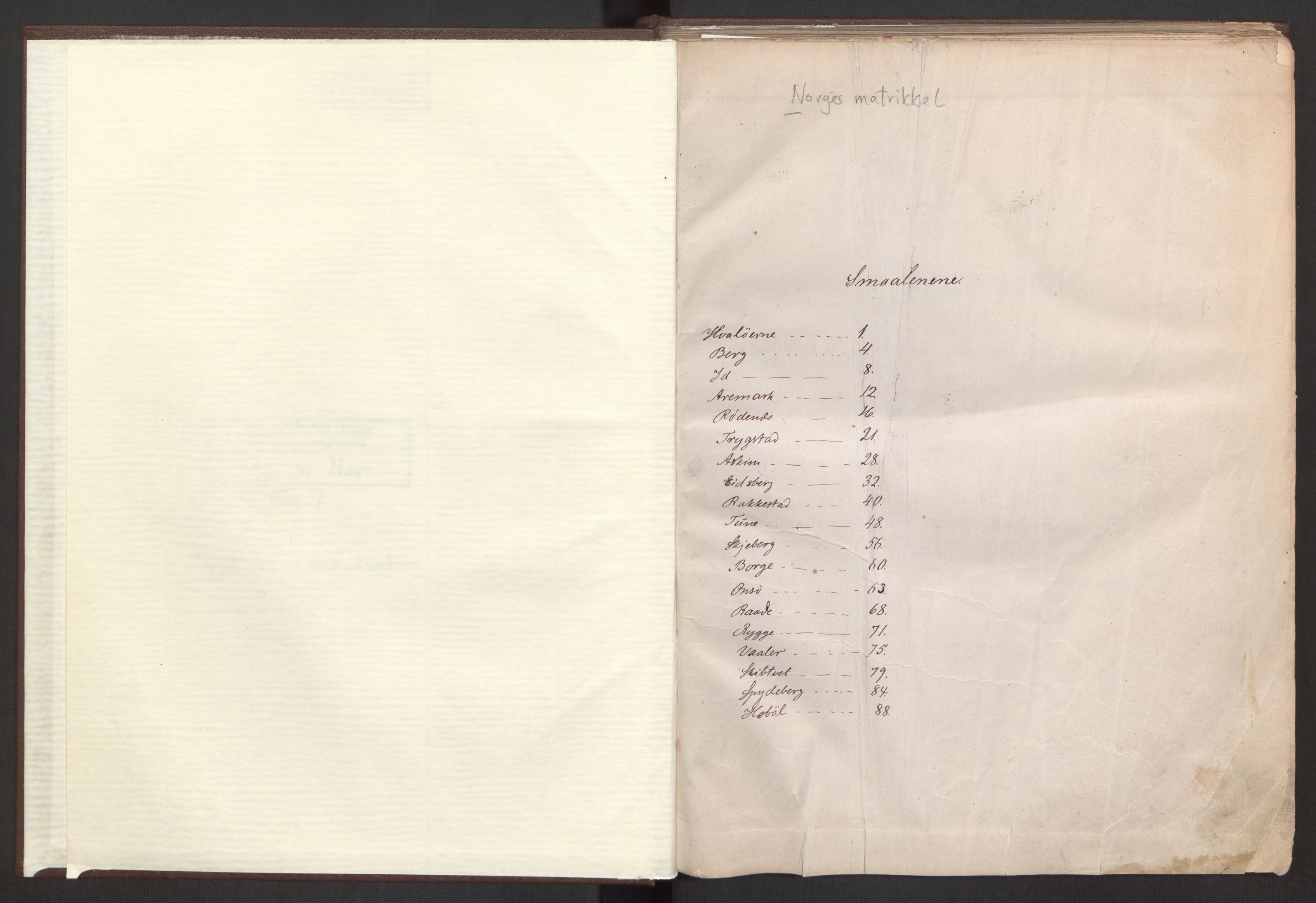 Rygh, RA/PA-0034/F/Fb/L0001: Matrikkelen for 1838 - Smaalenes amt (Østfold fylke), 1838