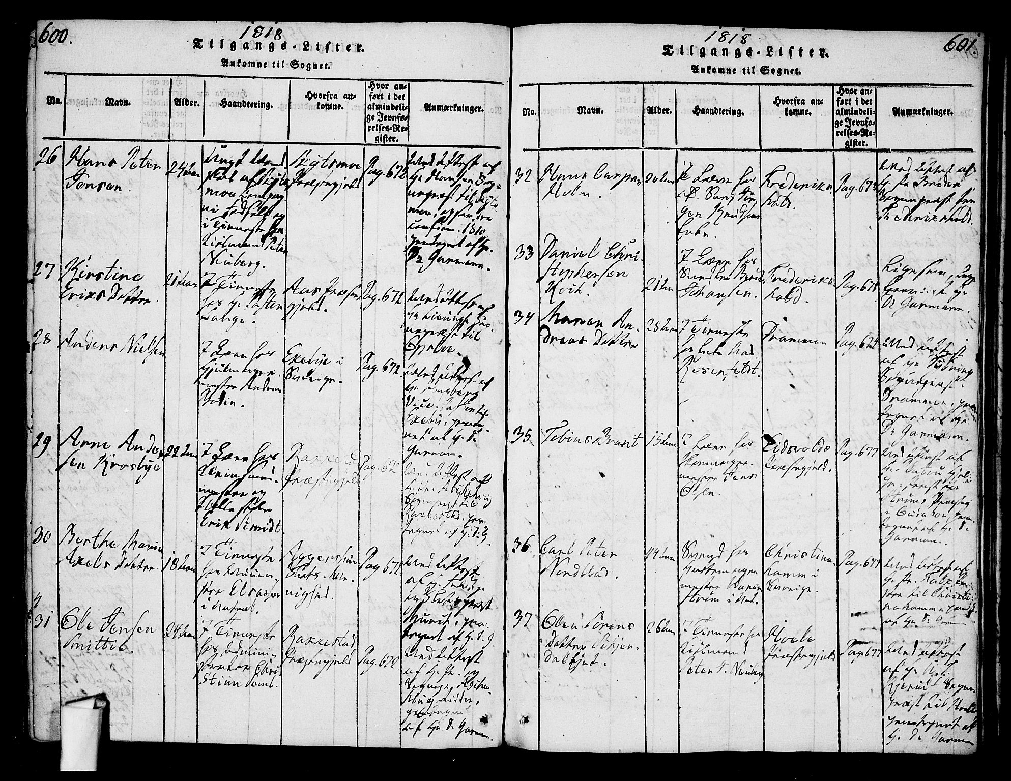 Oslo domkirke Kirkebøker, SAO/A-10752/G/Ga/L0001: Parish register (copy) no. 1, 1817-1825, p. 600-601