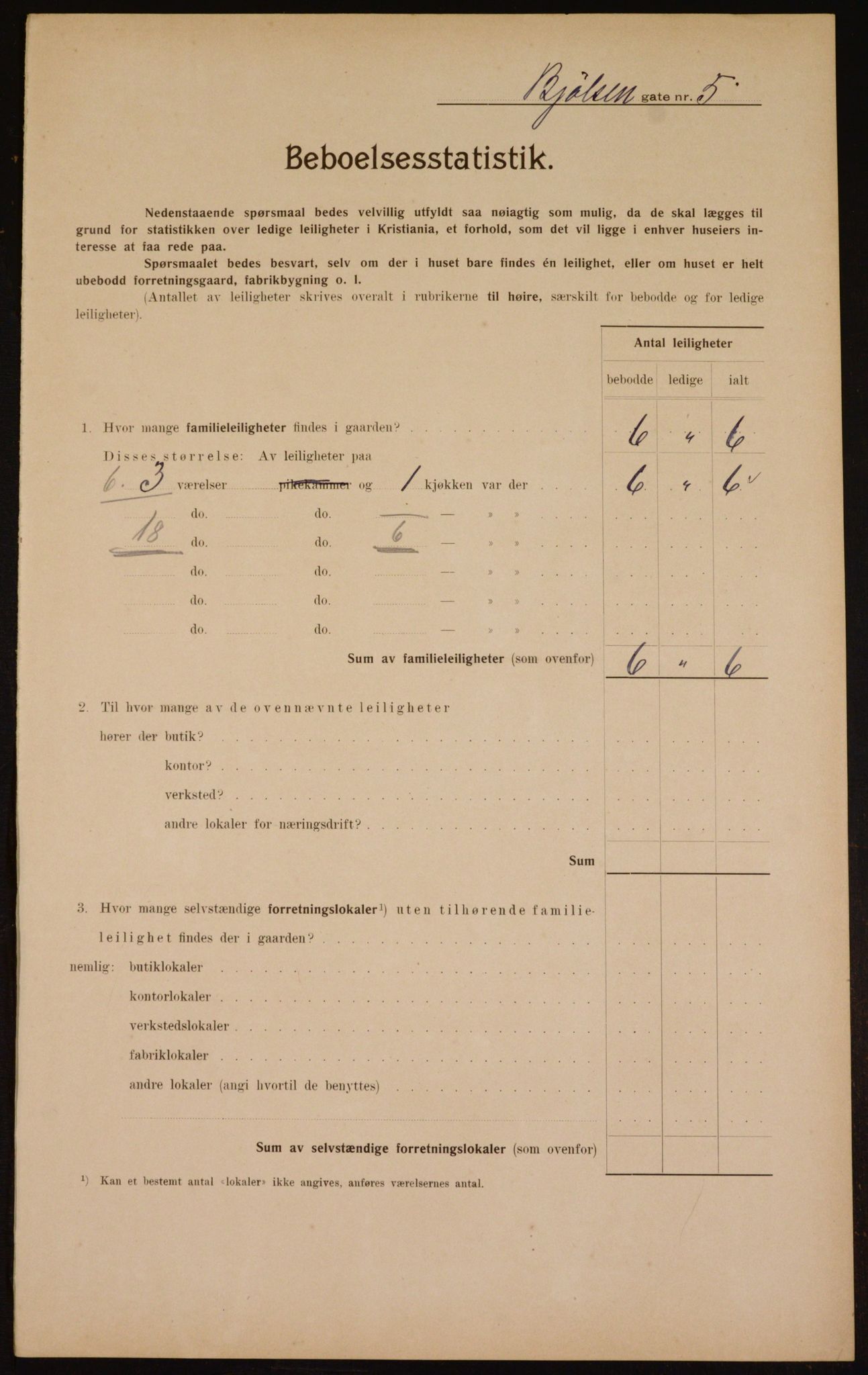 OBA, Municipal Census 1910 for Kristiania, 1910, p. 6261