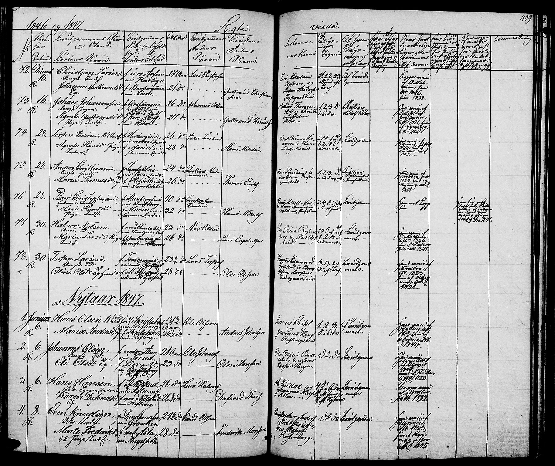 Ringsaker prestekontor, AV/SAH-PREST-014/L/La/L0005: Parish register (copy) no. 5, 1839-1850, p. 409