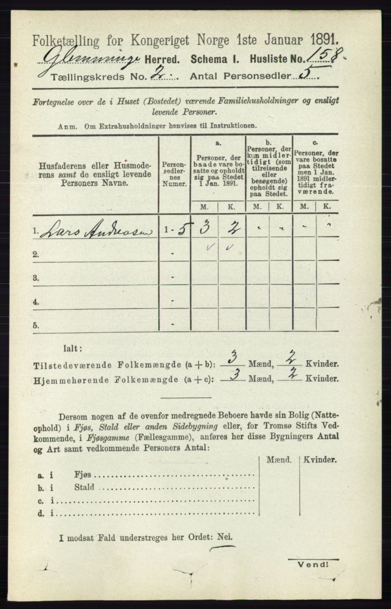 RA, 1891 census for 0132 Glemmen, 1891, p. 576