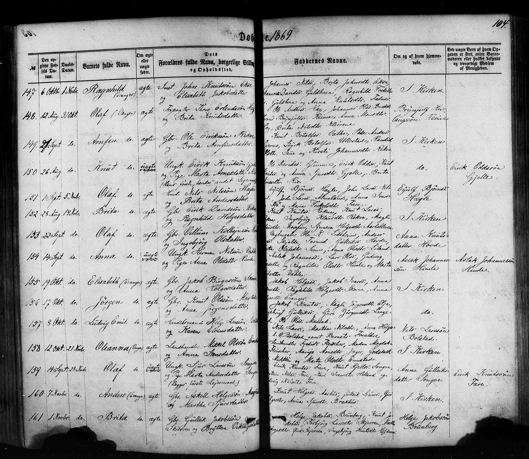 Voss sokneprestembete, SAB/A-79001/H/Haa: Parish register (official) no. A 17, 1863-1886, p. 104