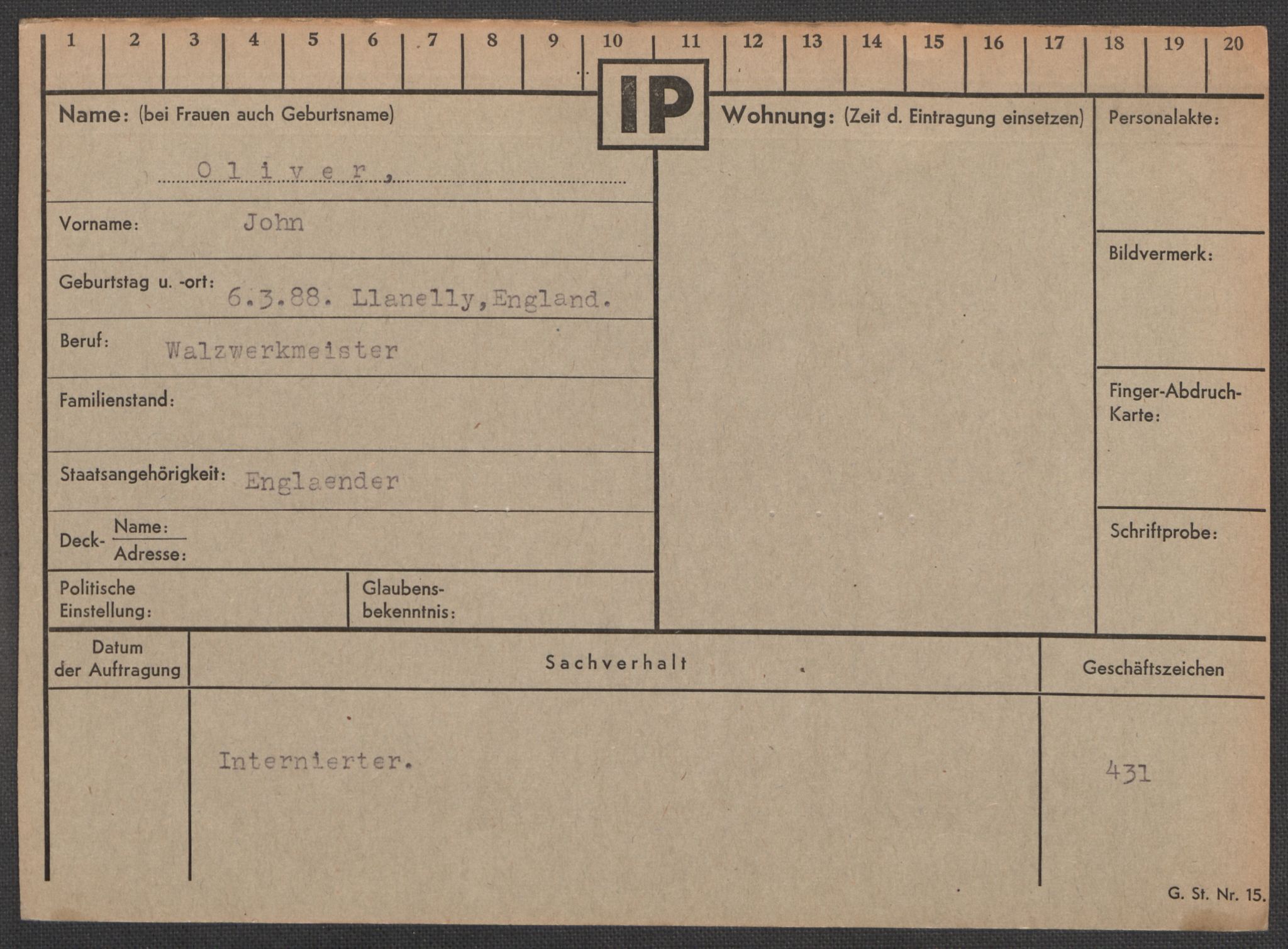 Befehlshaber der Sicherheitspolizei und des SD, RA/RAFA-5969/E/Ea/Eaa/L0008: Register over norske fanger i Møllergata 19: Oelze-Ru, 1940-1945, p. 40