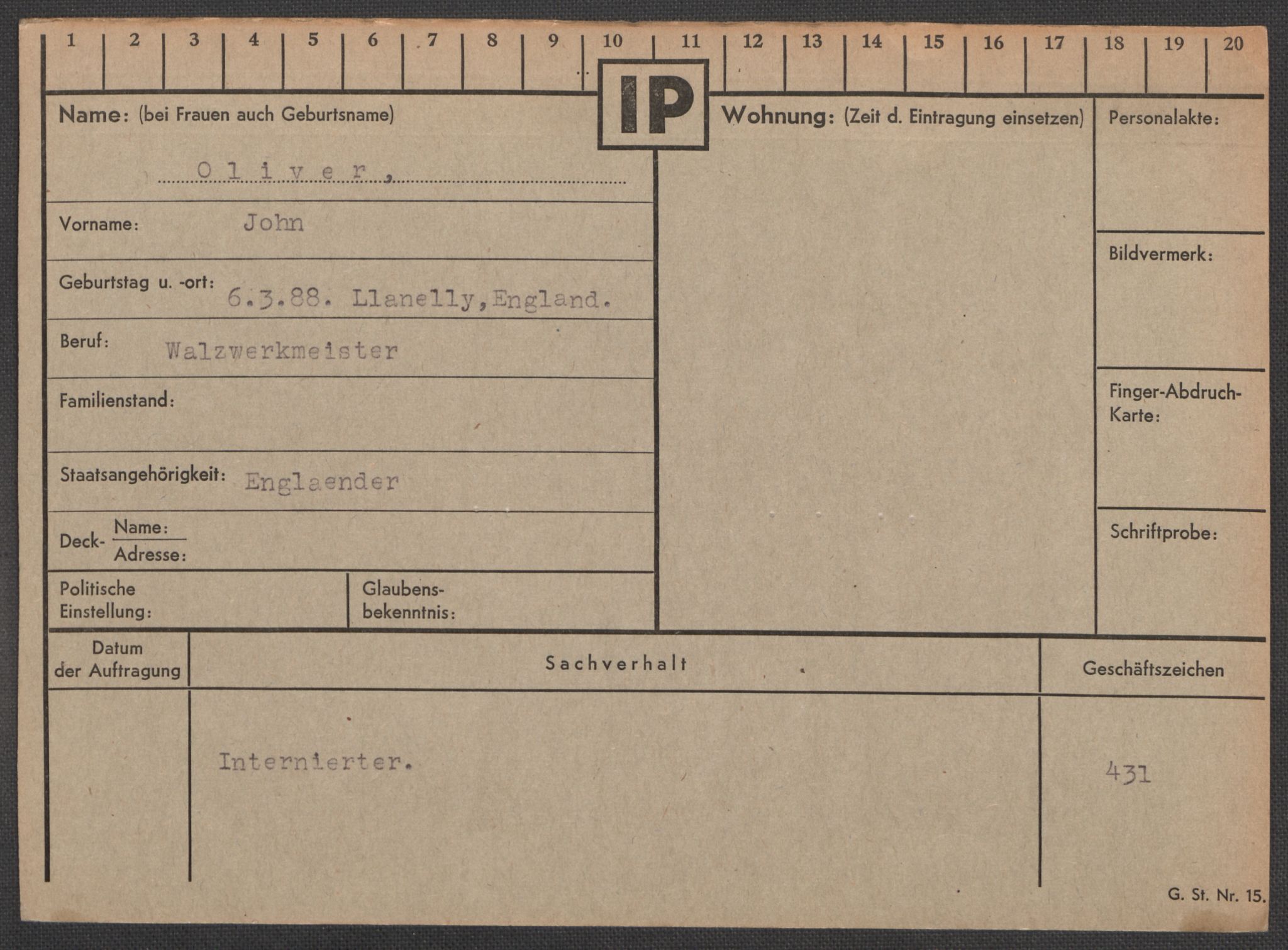 Befehlshaber der Sicherheitspolizei und des SD, AV/RA-RAFA-5969/E/Ea/Eaa/L0008: Register over norske fanger i Møllergata 19: Oelze-Ru, 1940-1945, p. 40