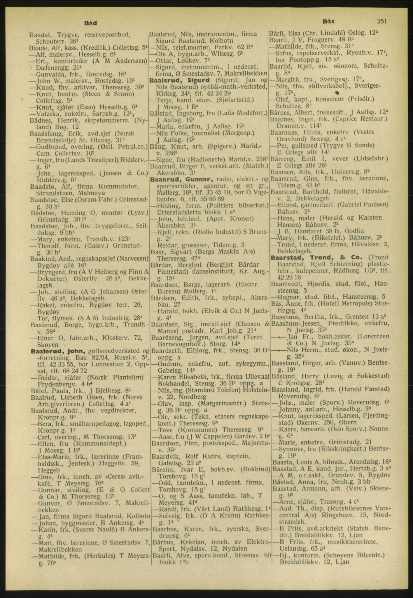 Kristiania/Oslo adressebok, PUBL/-, 1952, p. 251