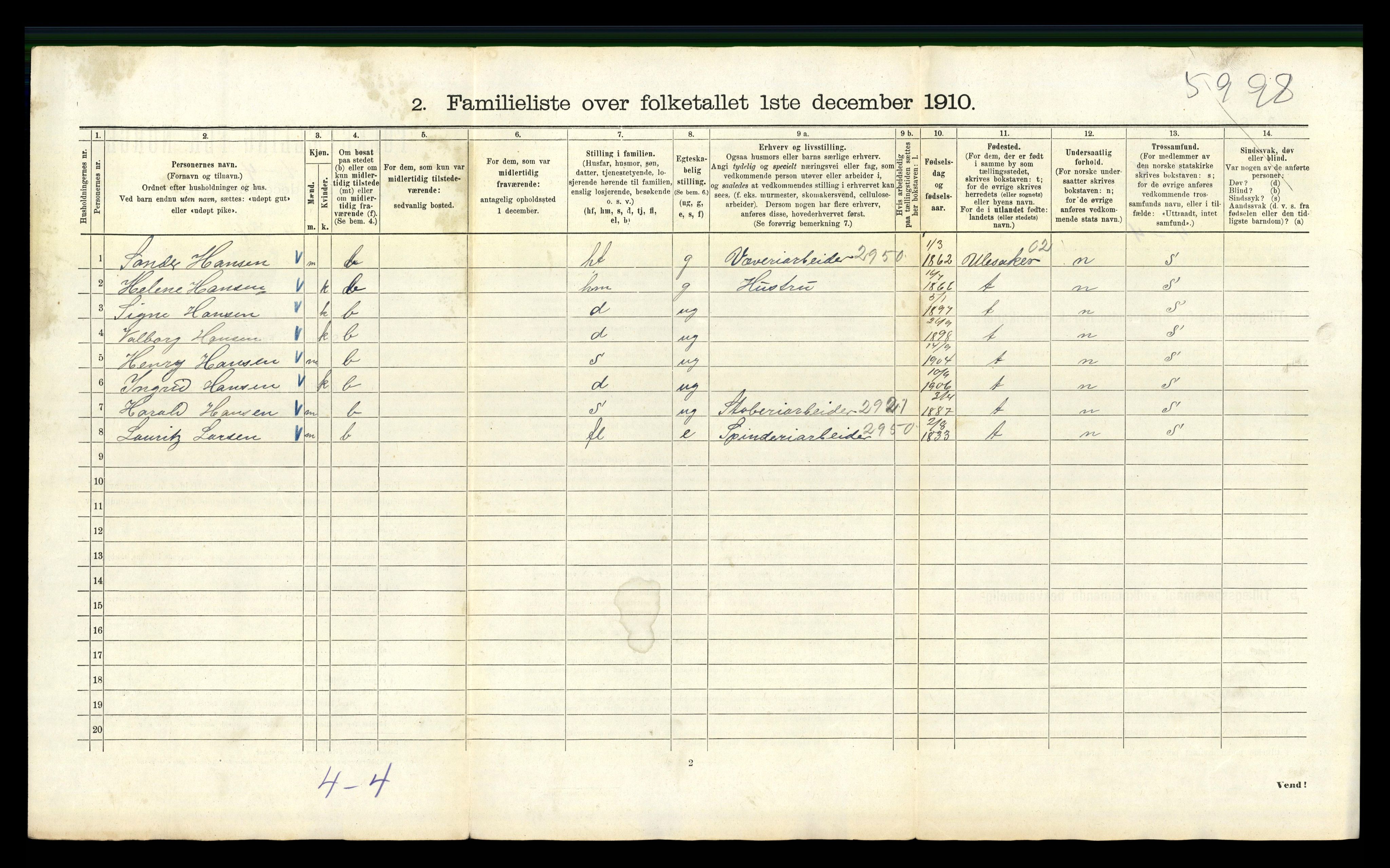 RA, 1910 census for Kristiania, 1910, p. 40258