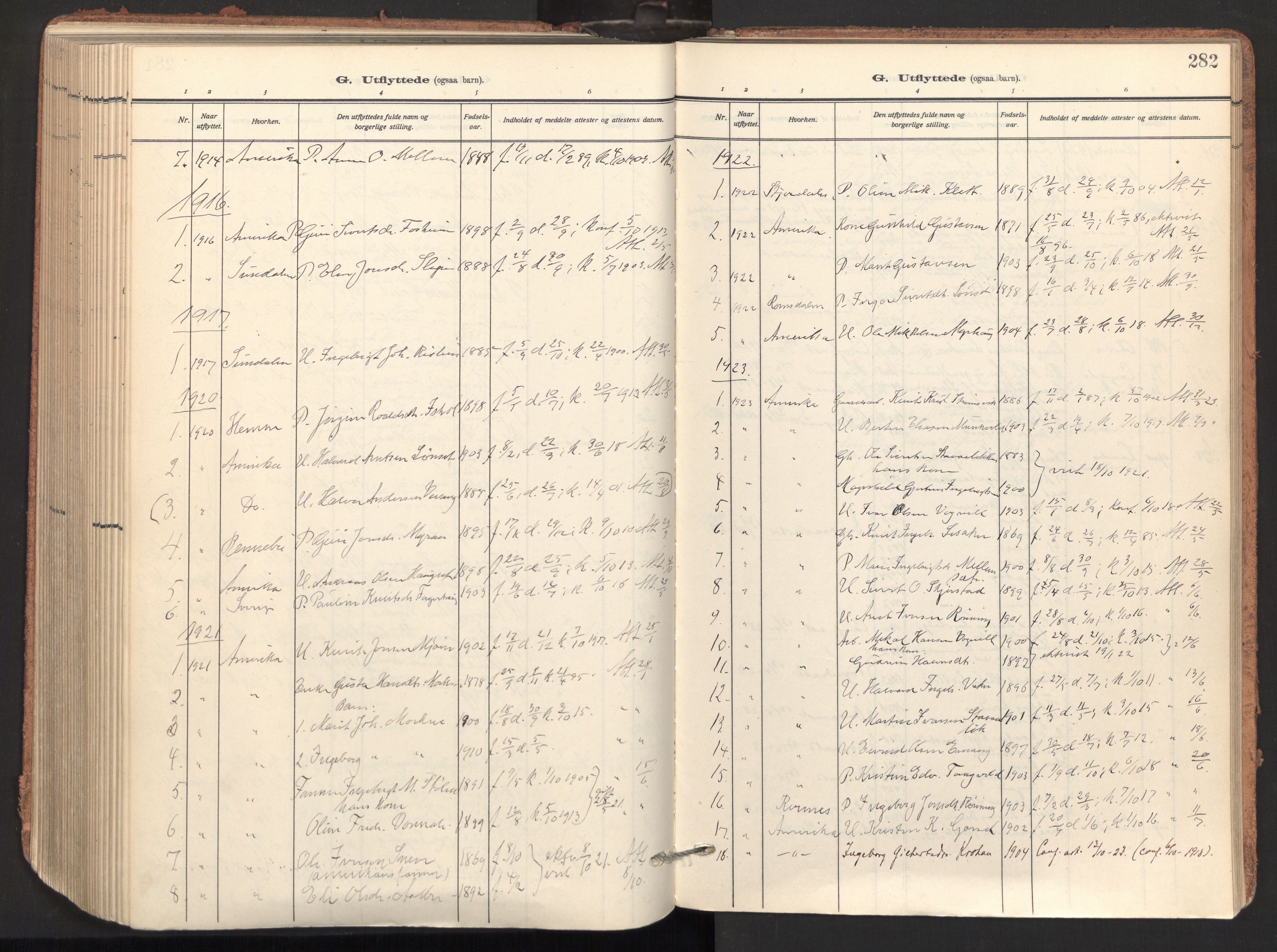 Ministerialprotokoller, klokkerbøker og fødselsregistre - Sør-Trøndelag, SAT/A-1456/678/L0909: Parish register (official) no. 678A17, 1912-1930, p. 282