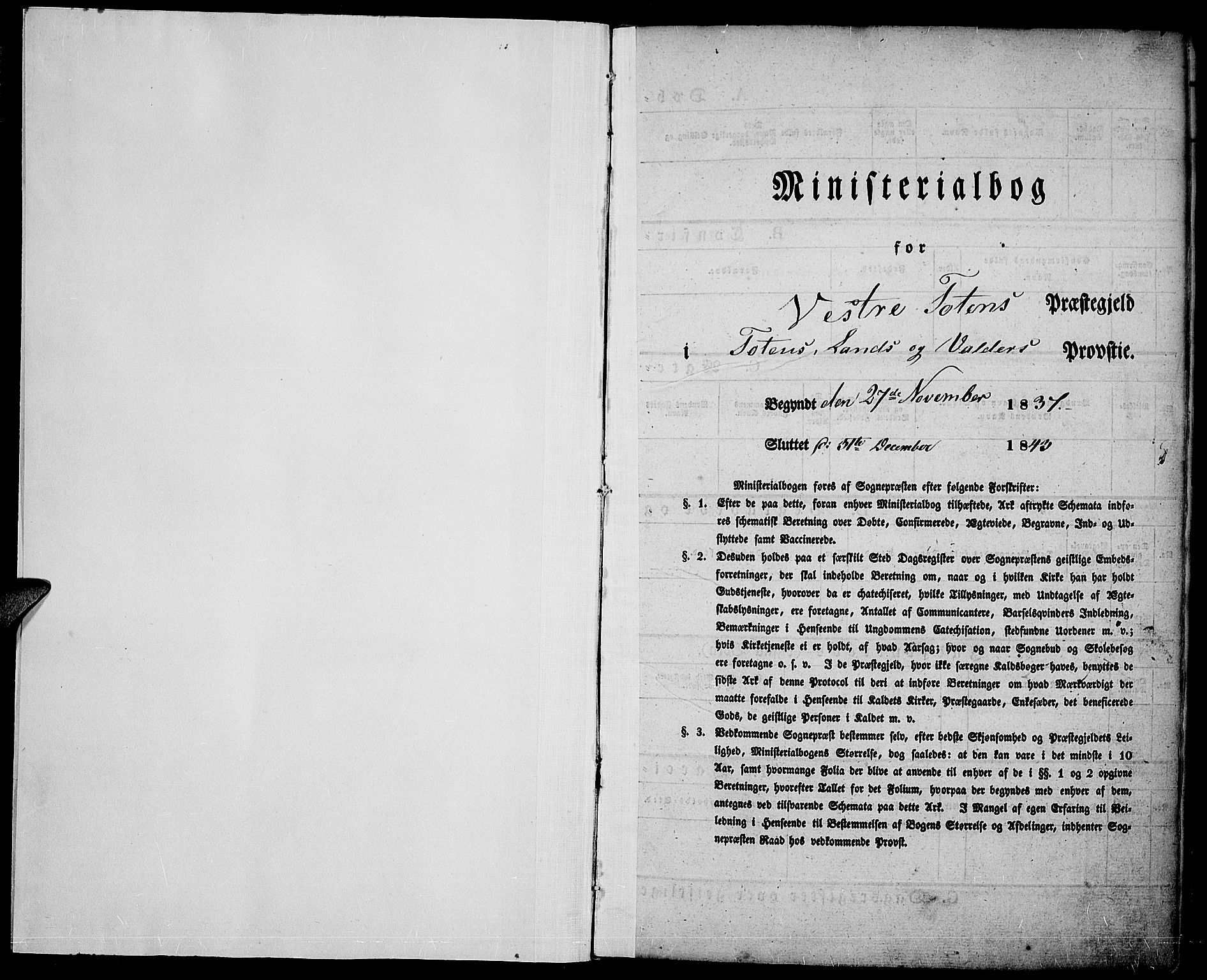 Vestre Toten prestekontor, AV/SAH-PREST-108/H/Ha/Haa/L0003: Parish register (official) no. 3, 1836-1843