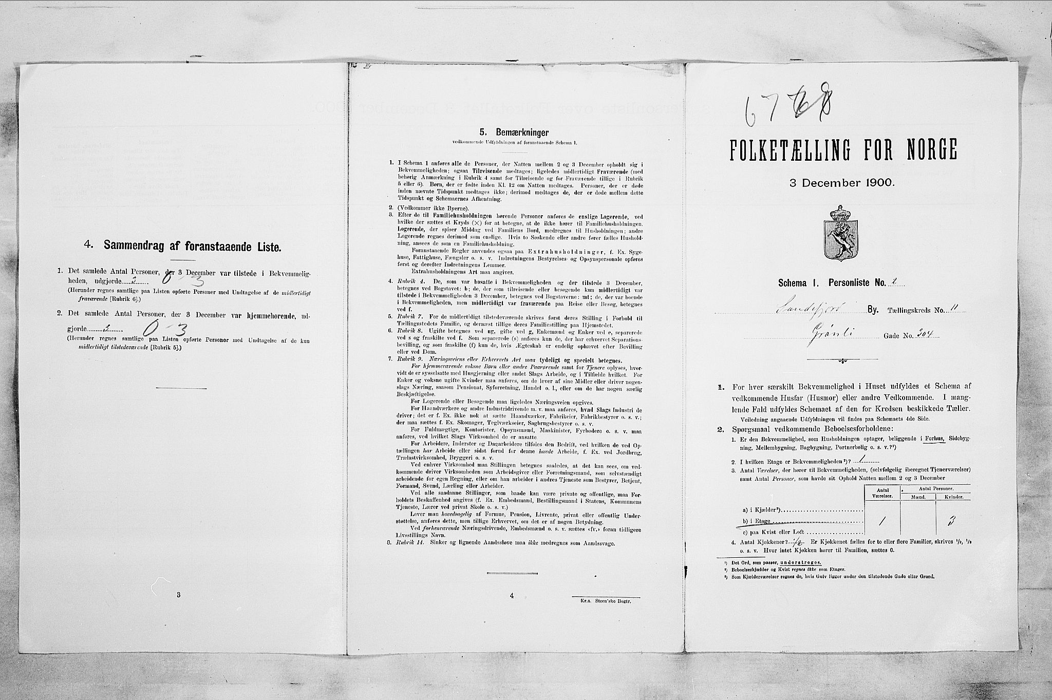 RA, 1900 census for Sandefjord, 1900, p. 2832