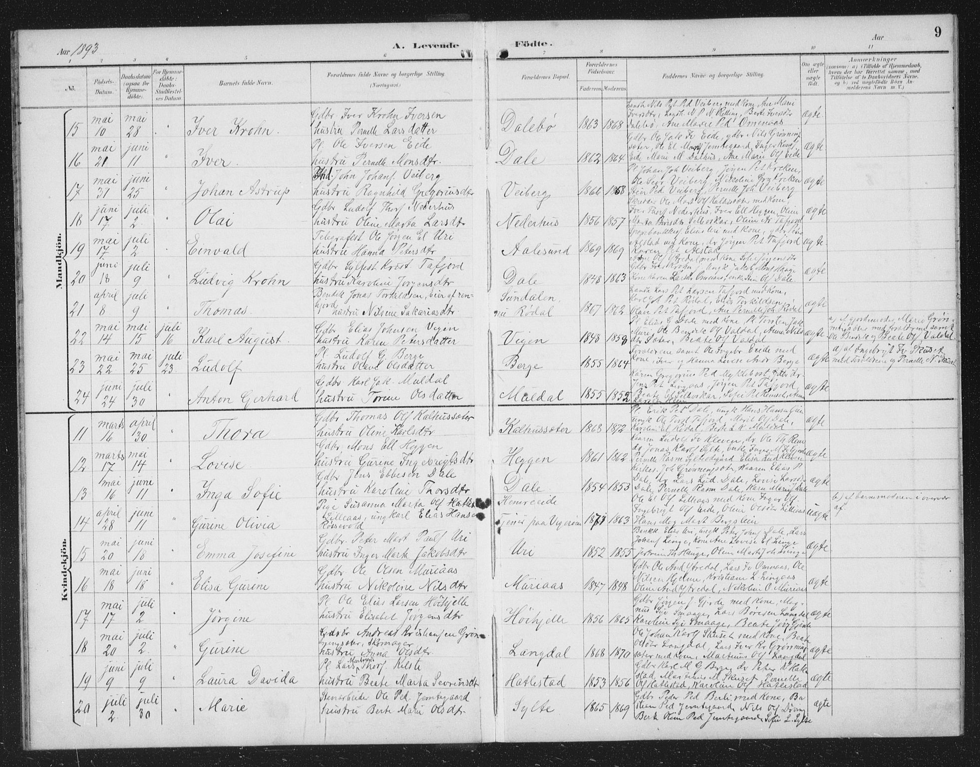 Ministerialprotokoller, klokkerbøker og fødselsregistre - Møre og Romsdal, AV/SAT-A-1454/519/L0264: Parish register (copy) no. 519C05, 1892-1910, p. 9