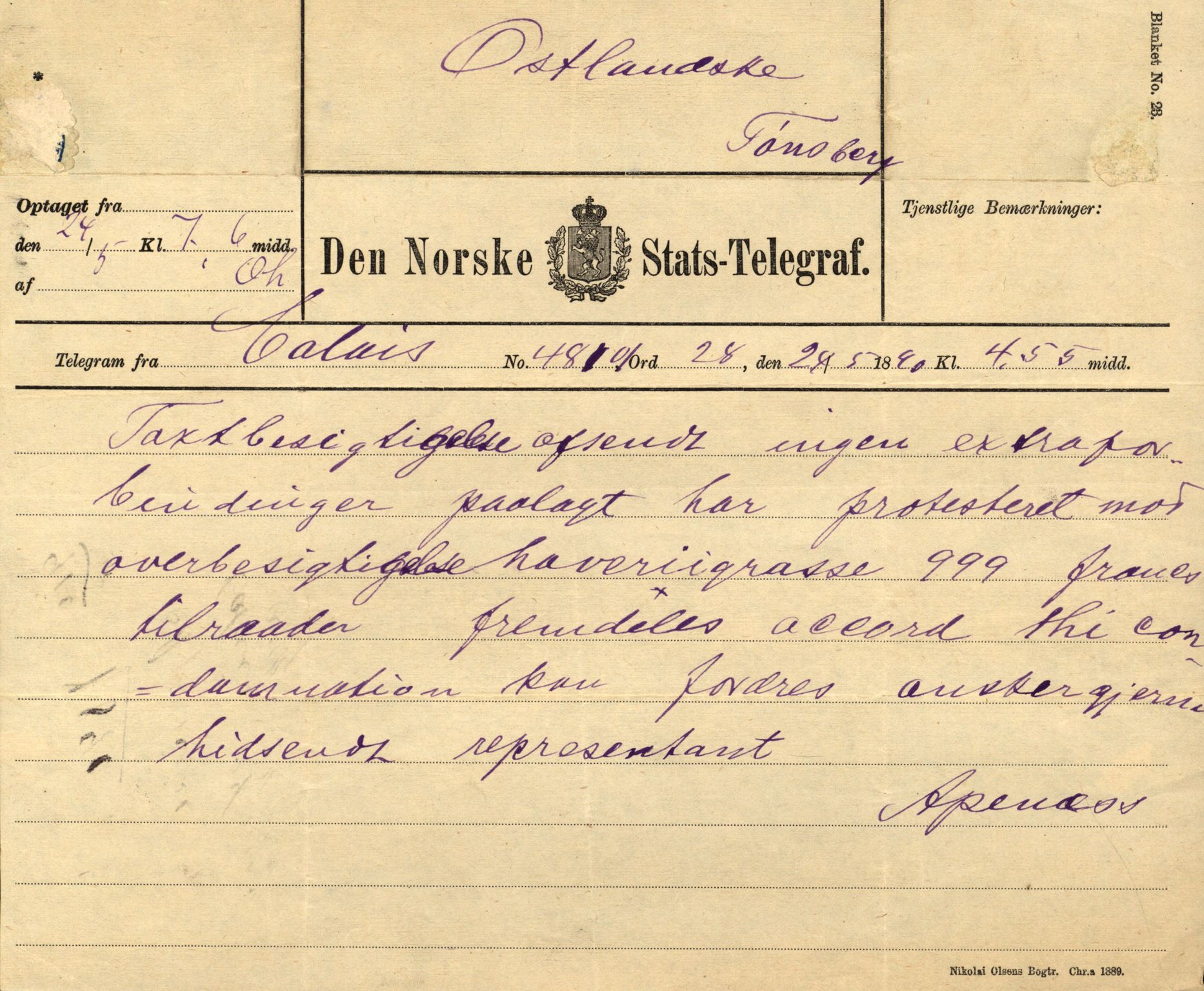 Pa 63 - Østlandske skibsassuranceforening, VEMU/A-1079/G/Ga/L0025/0004: Havaridokumenter / Imanuel, Hefhi, Guldregn, Haabet, Harald, Windsor, 1890, p. 80