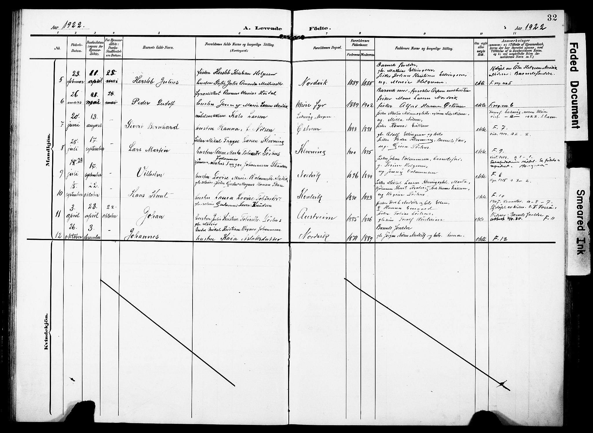 Torvastad sokneprestkontor, SAST/A -101857/H/Ha/Haa/L0018: Parish register (official) no. A 17, 1903-1925, p. 32
