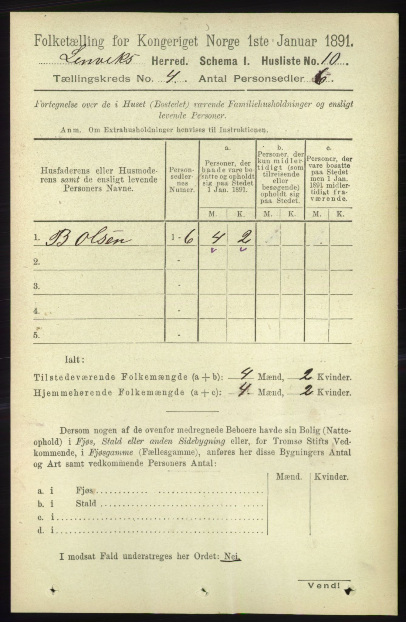 RA, 1891 census for 1931 Lenvik, 1891, p. 1838