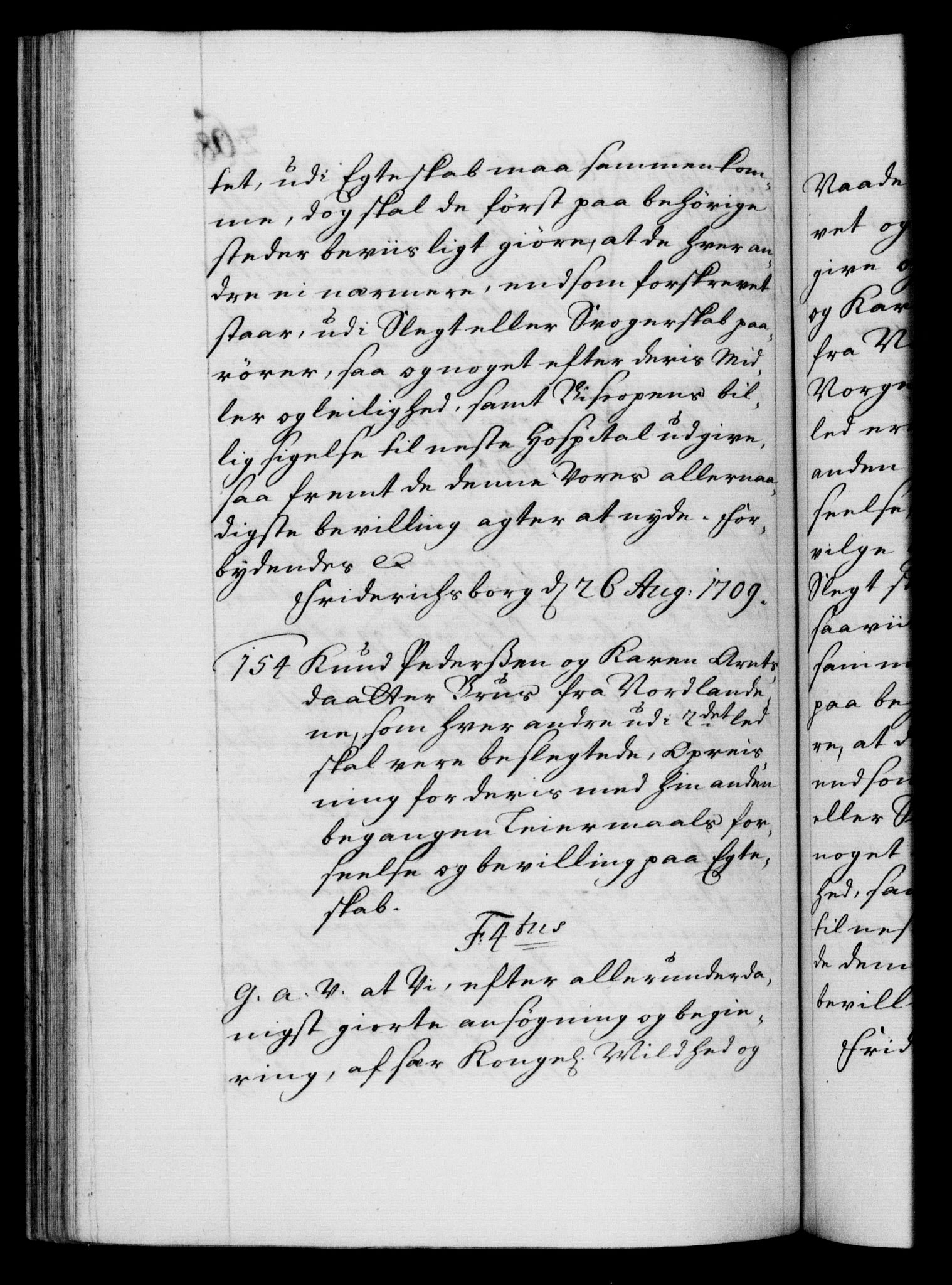 Danske Kanselli 1572-1799, RA/EA-3023/F/Fc/Fca/Fcaa/L0020: Norske registre, 1708-1711, p. 268b