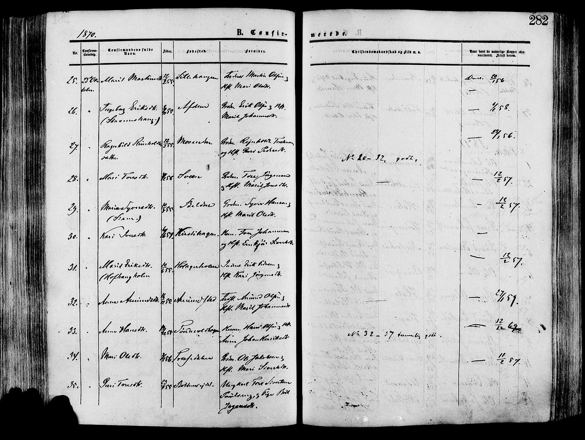 Lesja prestekontor, SAH/PREST-068/H/Ha/Haa/L0008: Parish register (official) no. 8, 1854-1880, p. 282