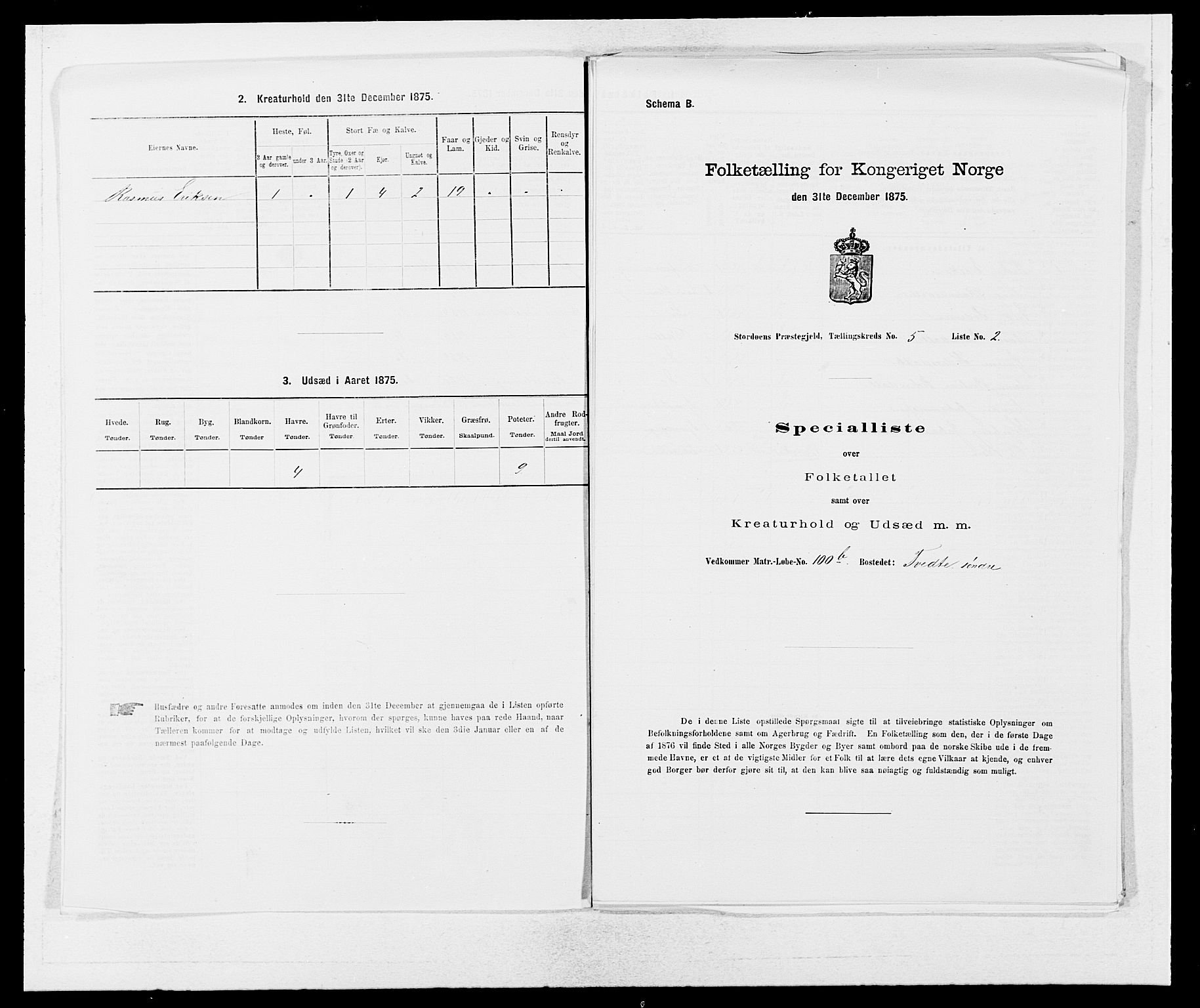 SAB, 1875 census for 1221P Stord, 1875, p. 423