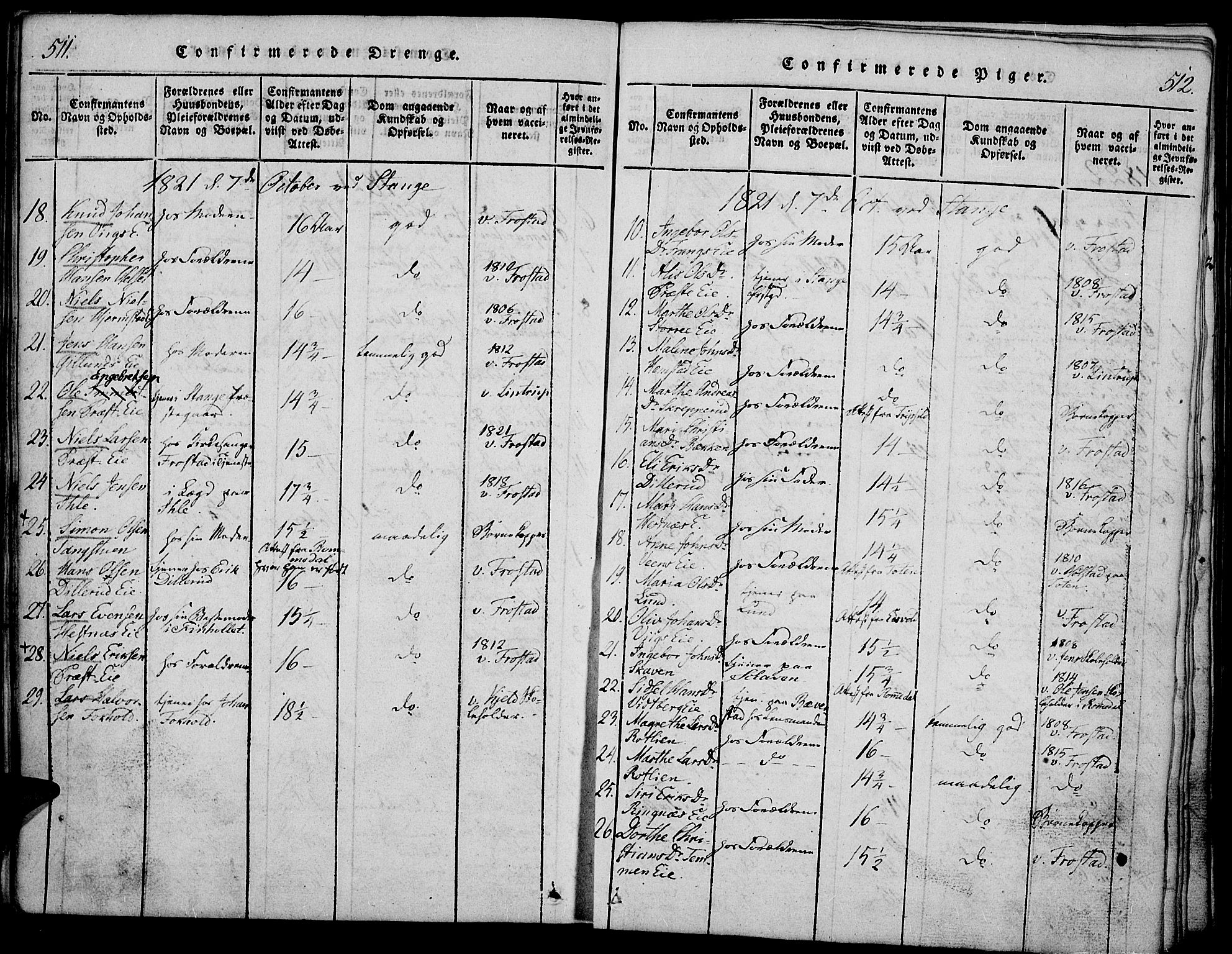 Stange prestekontor, AV/SAH-PREST-002/K/L0008: Parish register (official) no. 8, 1814-1825, p. 511-512