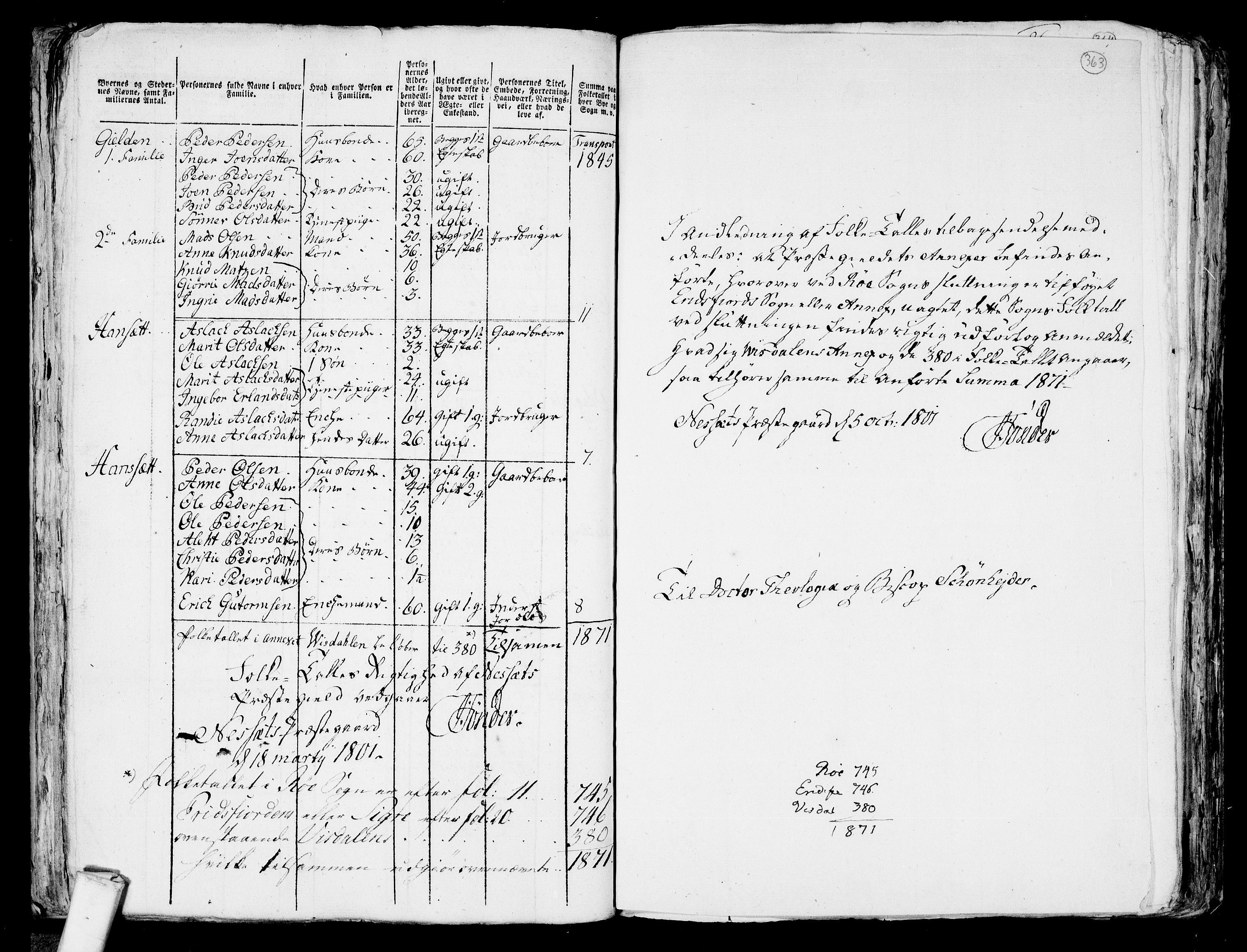 RA, 1801 census for 1543P Nesset, 1801, p. 362b-363a