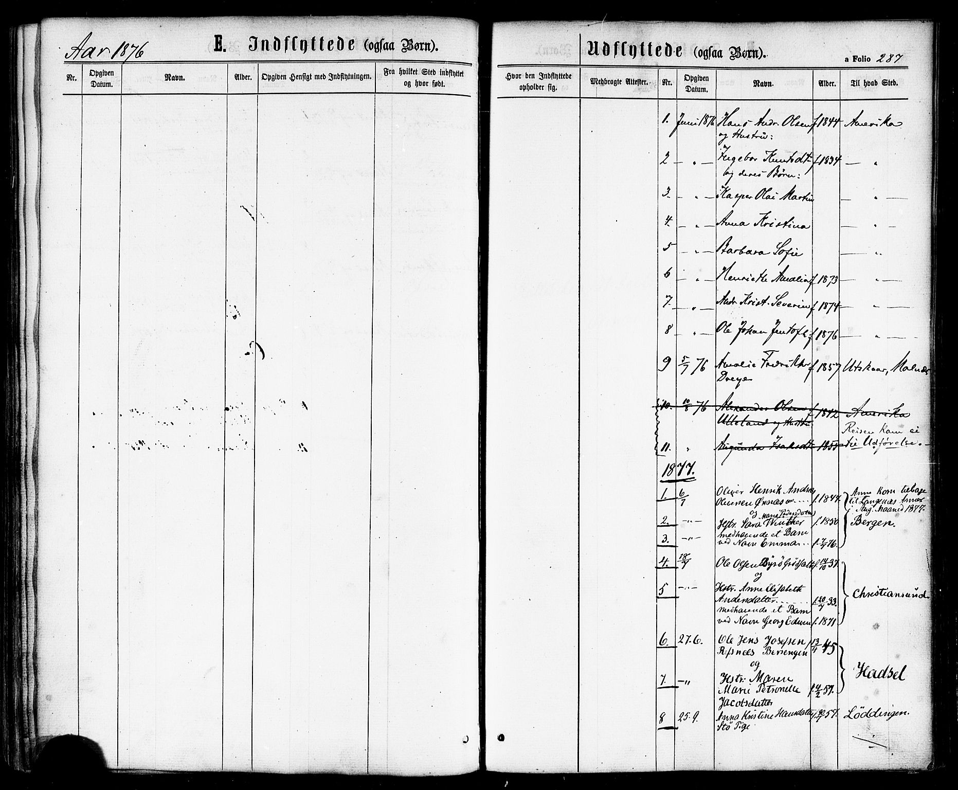 Ministerialprotokoller, klokkerbøker og fødselsregistre - Nordland, AV/SAT-A-1459/893/L1334: Parish register (official) no. 893A07, 1867-1877, p. 287