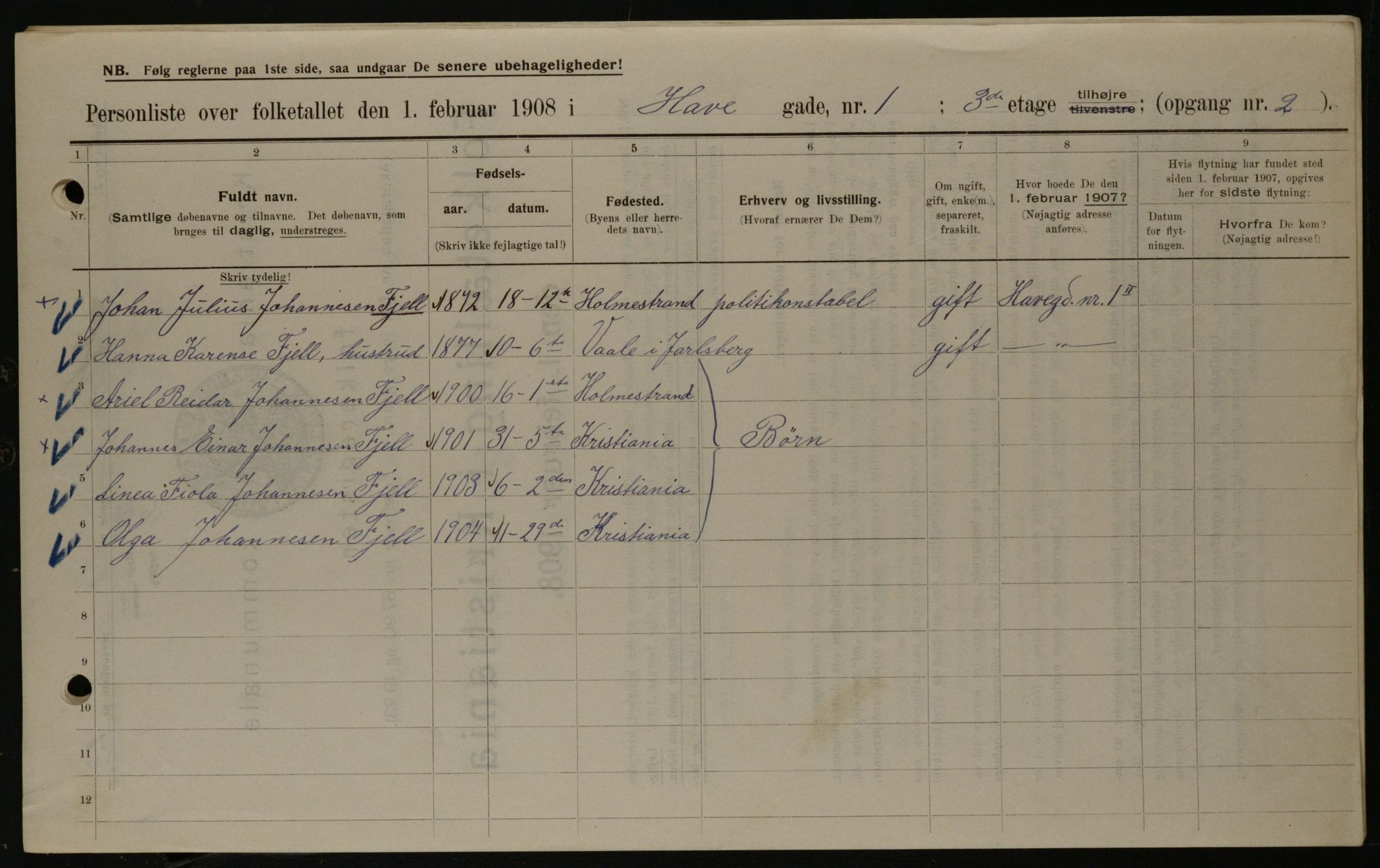 OBA, Municipal Census 1908 for Kristiania, 1908, p. 30119