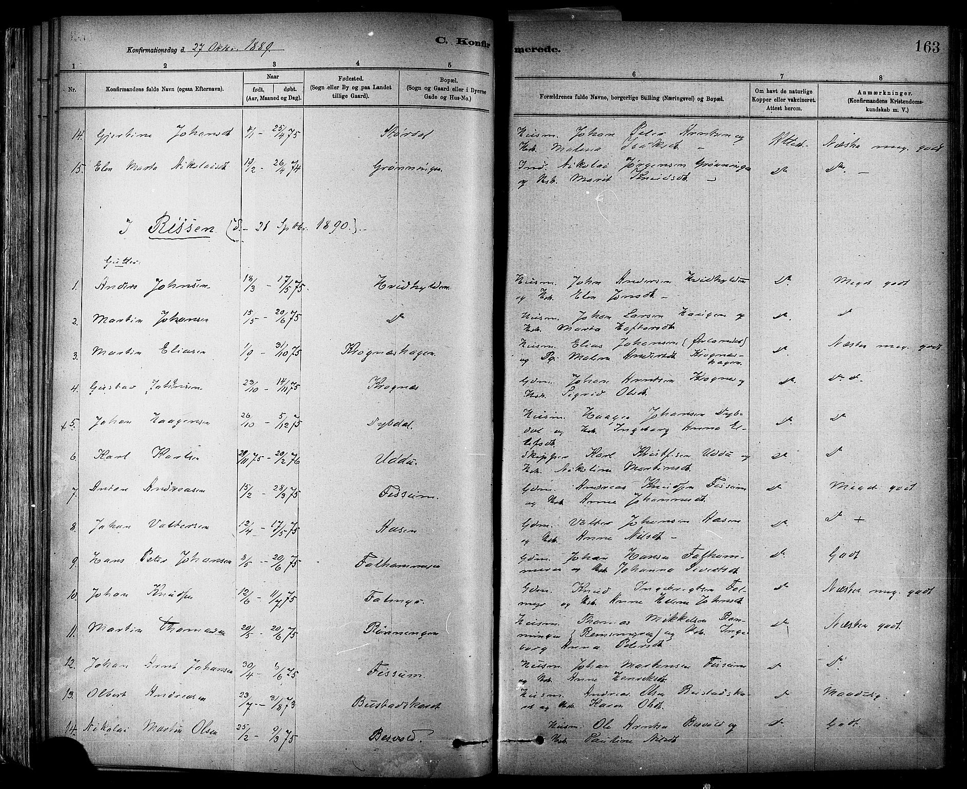 Ministerialprotokoller, klokkerbøker og fødselsregistre - Sør-Trøndelag, SAT/A-1456/647/L0634: Parish register (official) no. 647A01, 1885-1896, p. 163