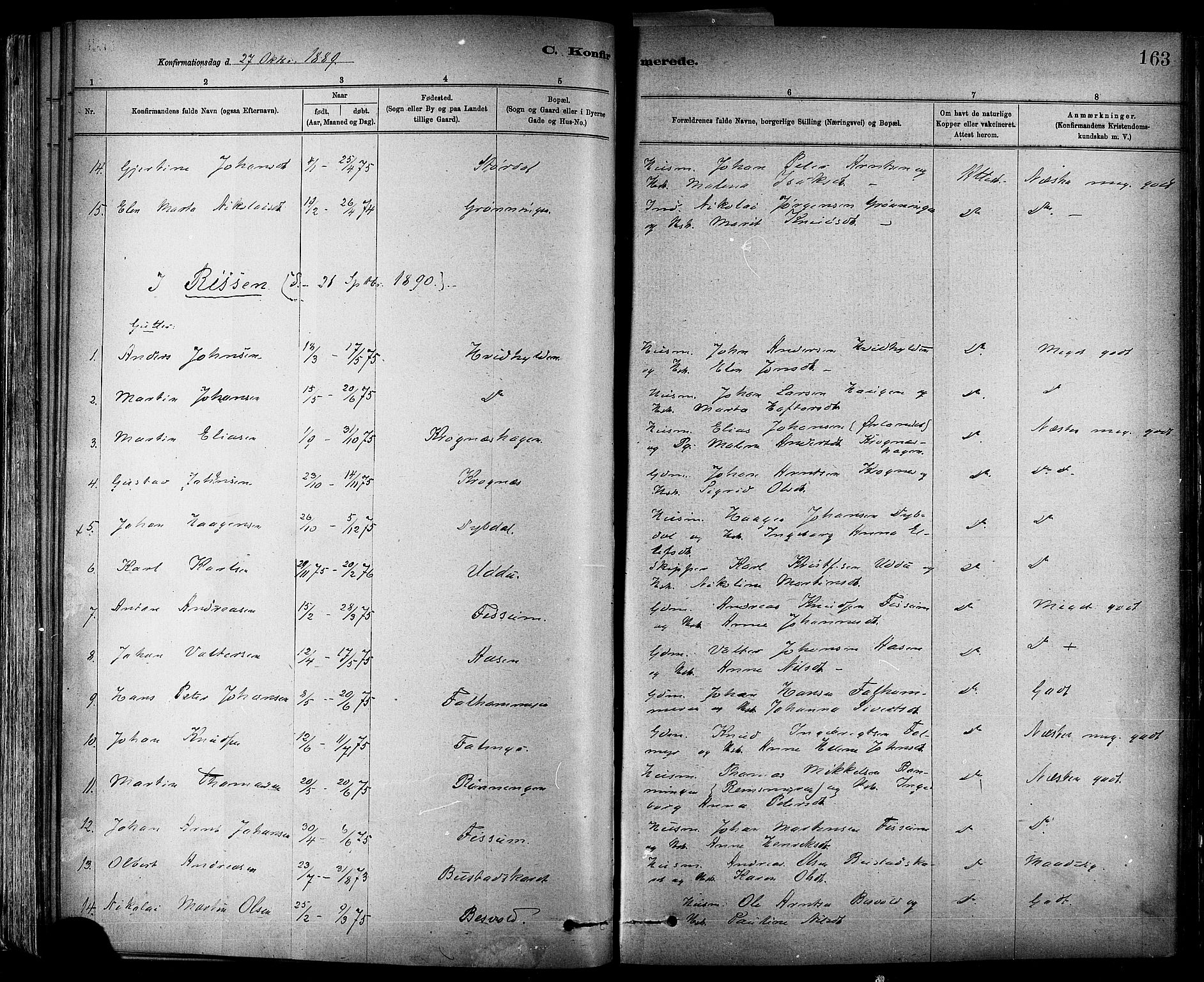 Ministerialprotokoller, klokkerbøker og fødselsregistre - Sør-Trøndelag, AV/SAT-A-1456/647/L0634: Parish register (official) no. 647A01, 1885-1896, p. 163