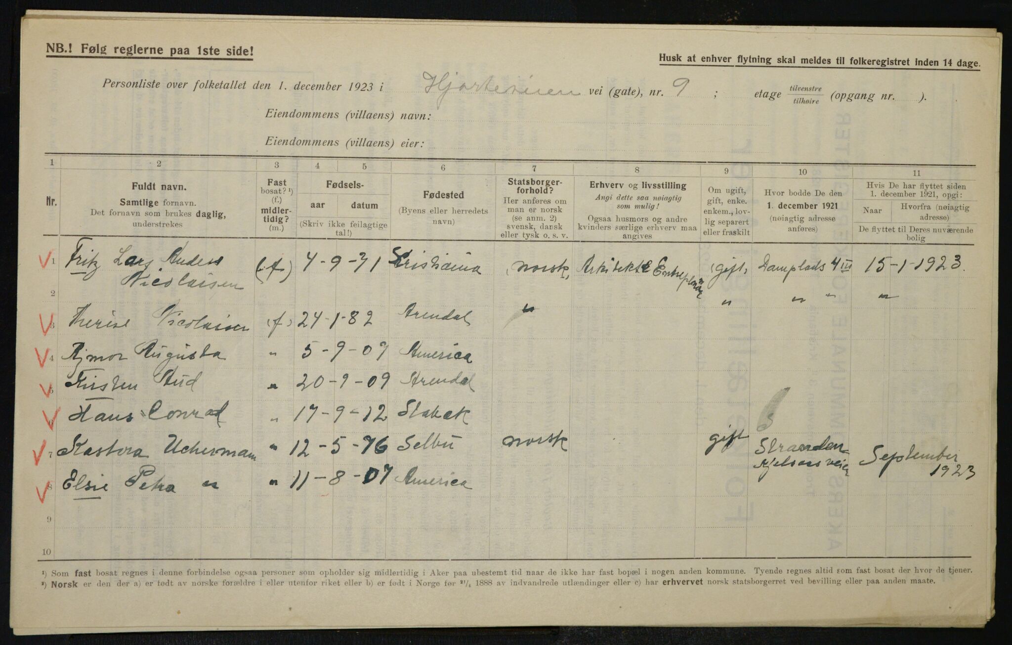 , Municipal Census 1923 for Aker, 1923, p. 20674