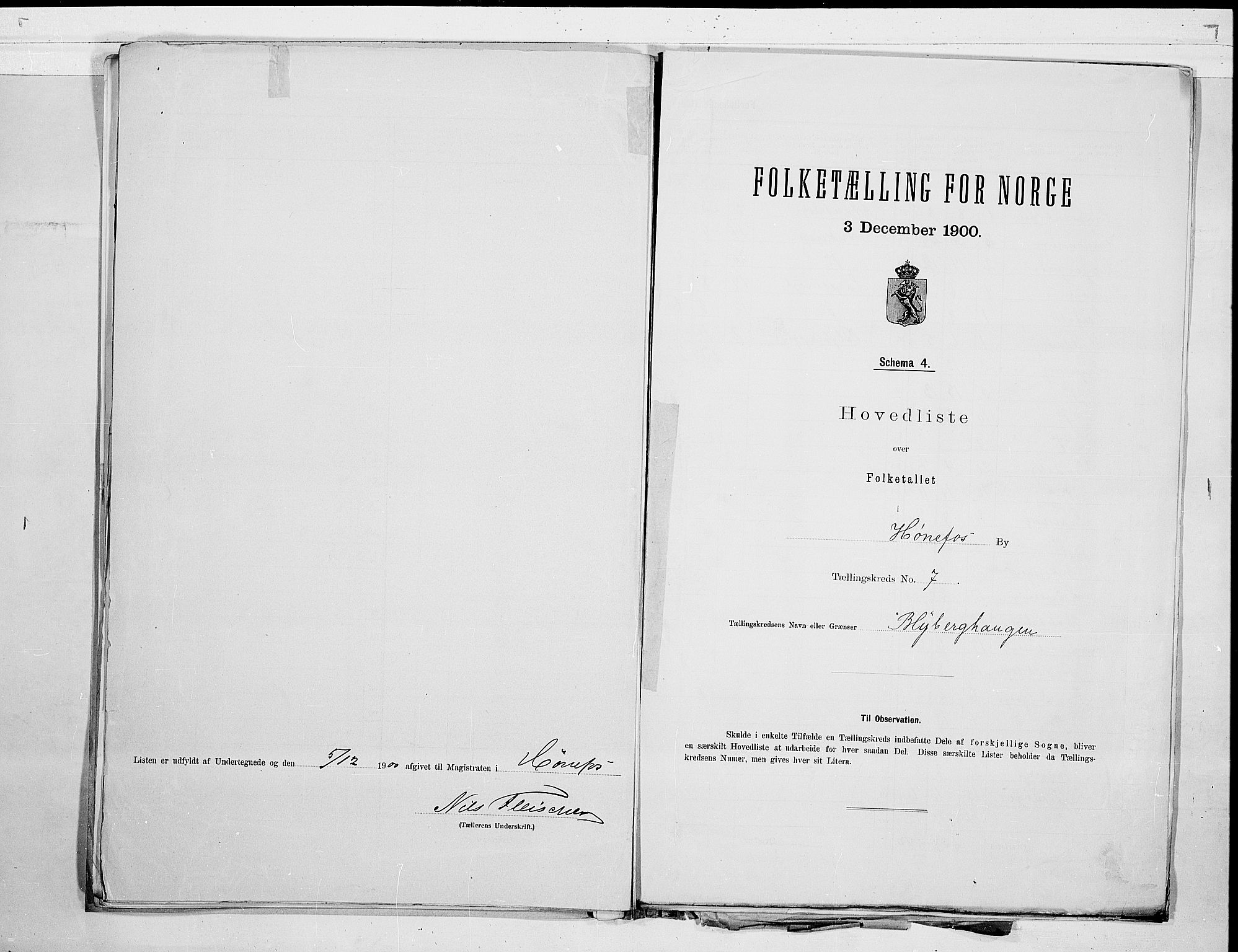 RA, 1900 census for Hønefoss, 1900, p. 16