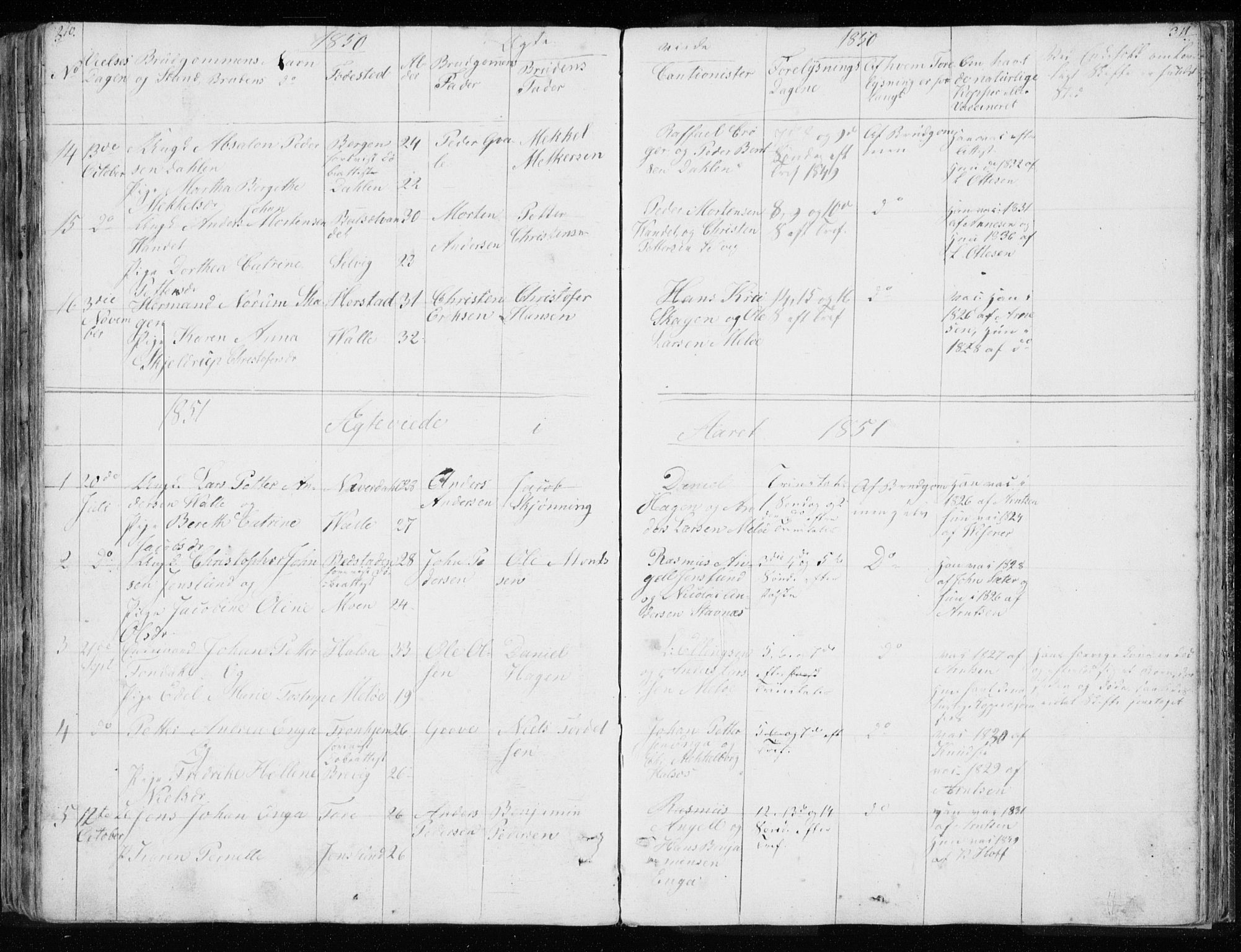 Ministerialprotokoller, klokkerbøker og fødselsregistre - Nordland, SAT/A-1459/843/L0632: Parish register (copy) no. 843C01, 1833-1853, p. 310-311