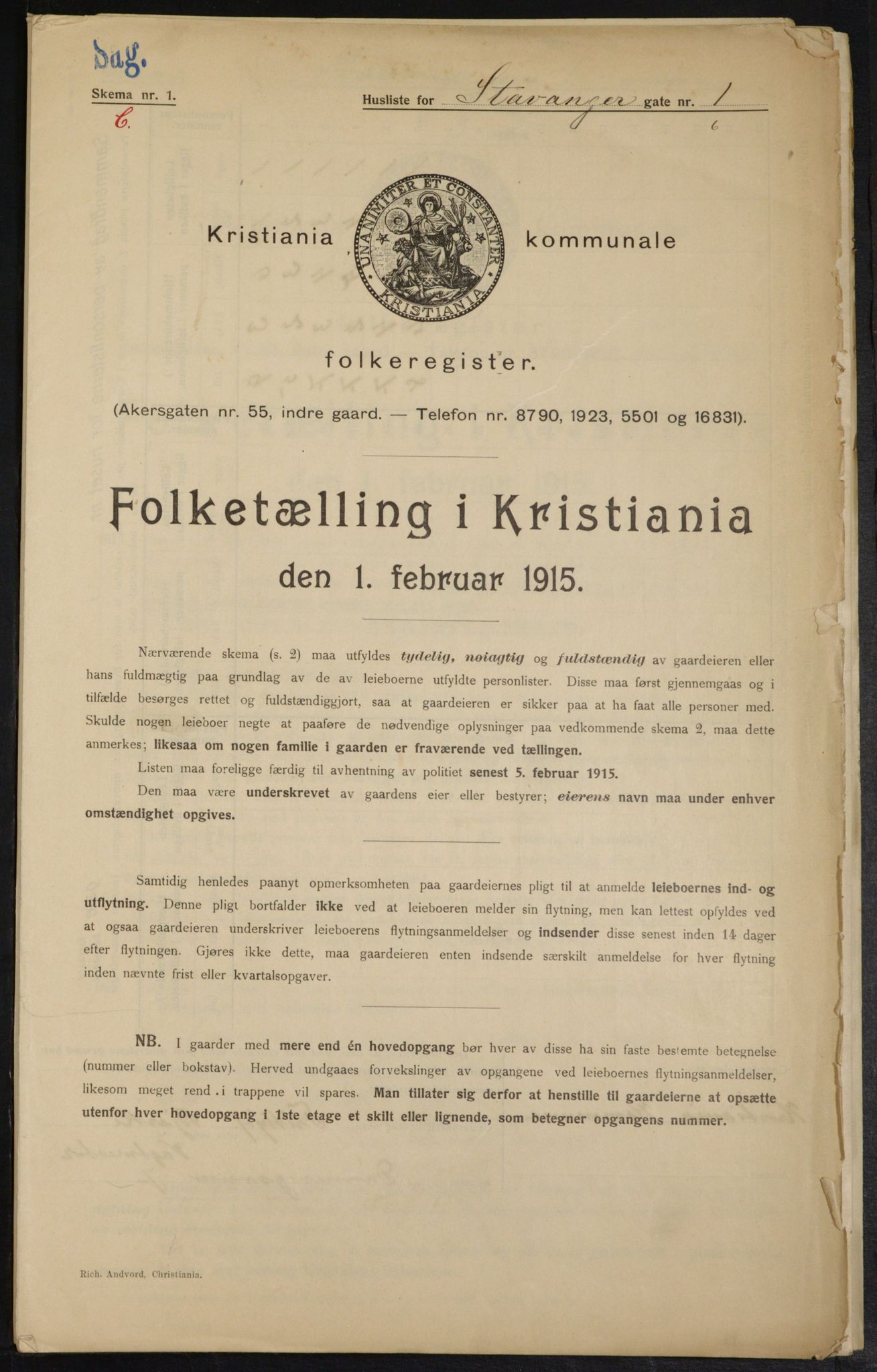 OBA, Municipal Census 1915 for Kristiania, 1915, p. 100580