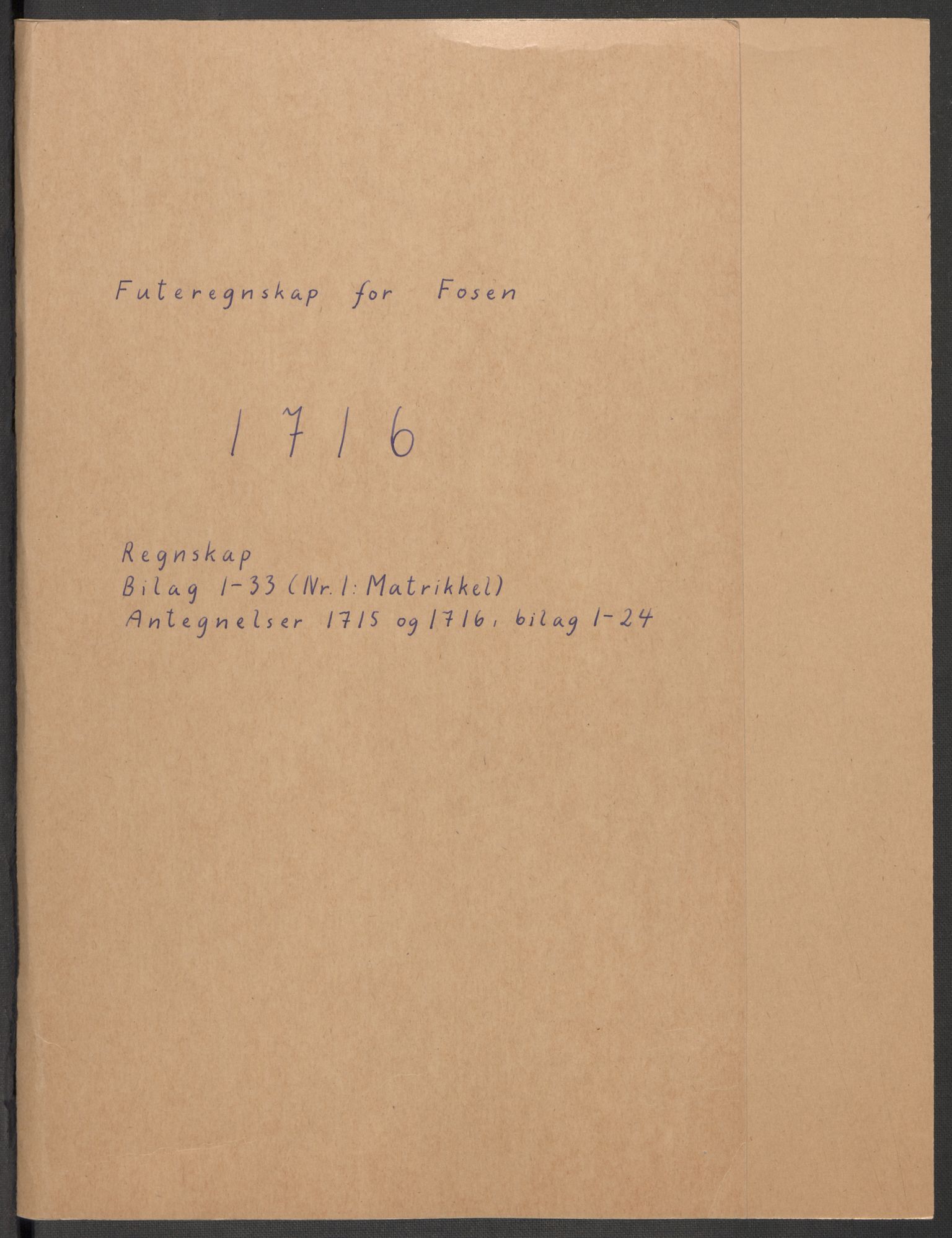 Rentekammeret inntil 1814, Reviderte regnskaper, Fogderegnskap, RA/EA-4092/R57/L3864: Fogderegnskap Fosen, 1716, p. 2