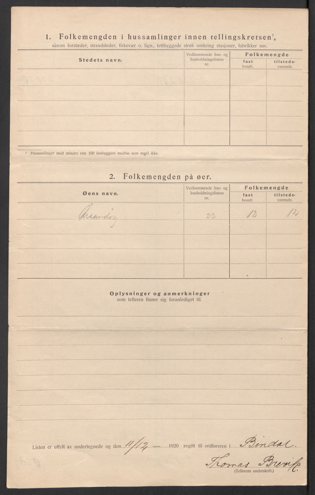 SAT, 1920 census for Bindal, 1920, p. 21
