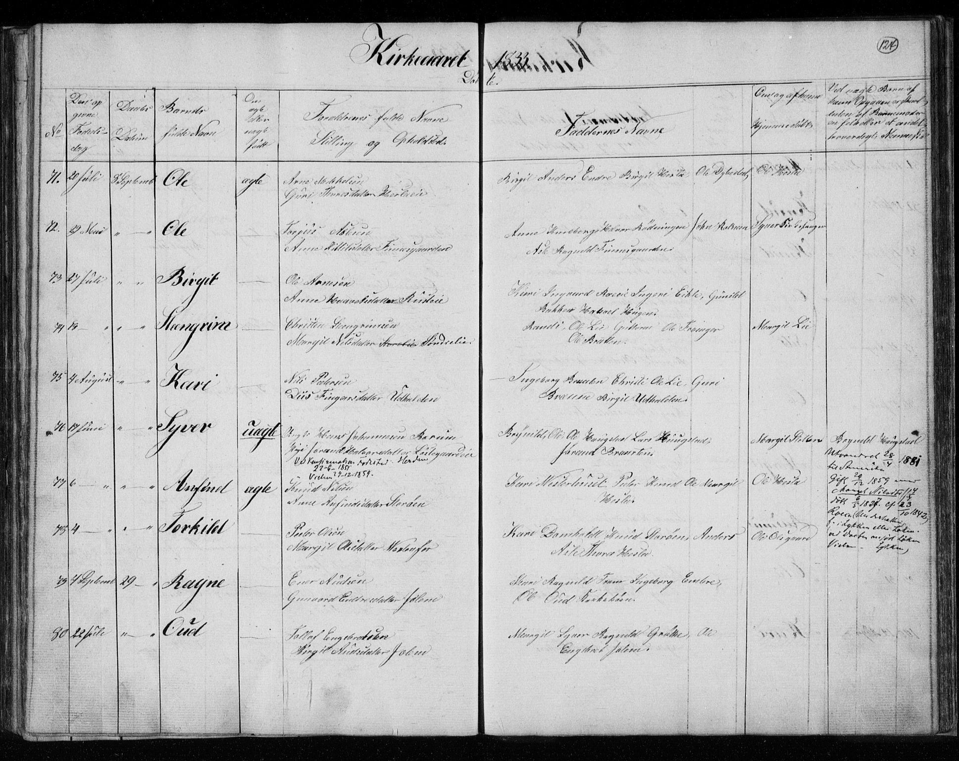 Gol kirkebøker, AV/SAKO-A-226/F/Fa/L0001: Parish register (official) no. I 1, 1821-1837, p. 124