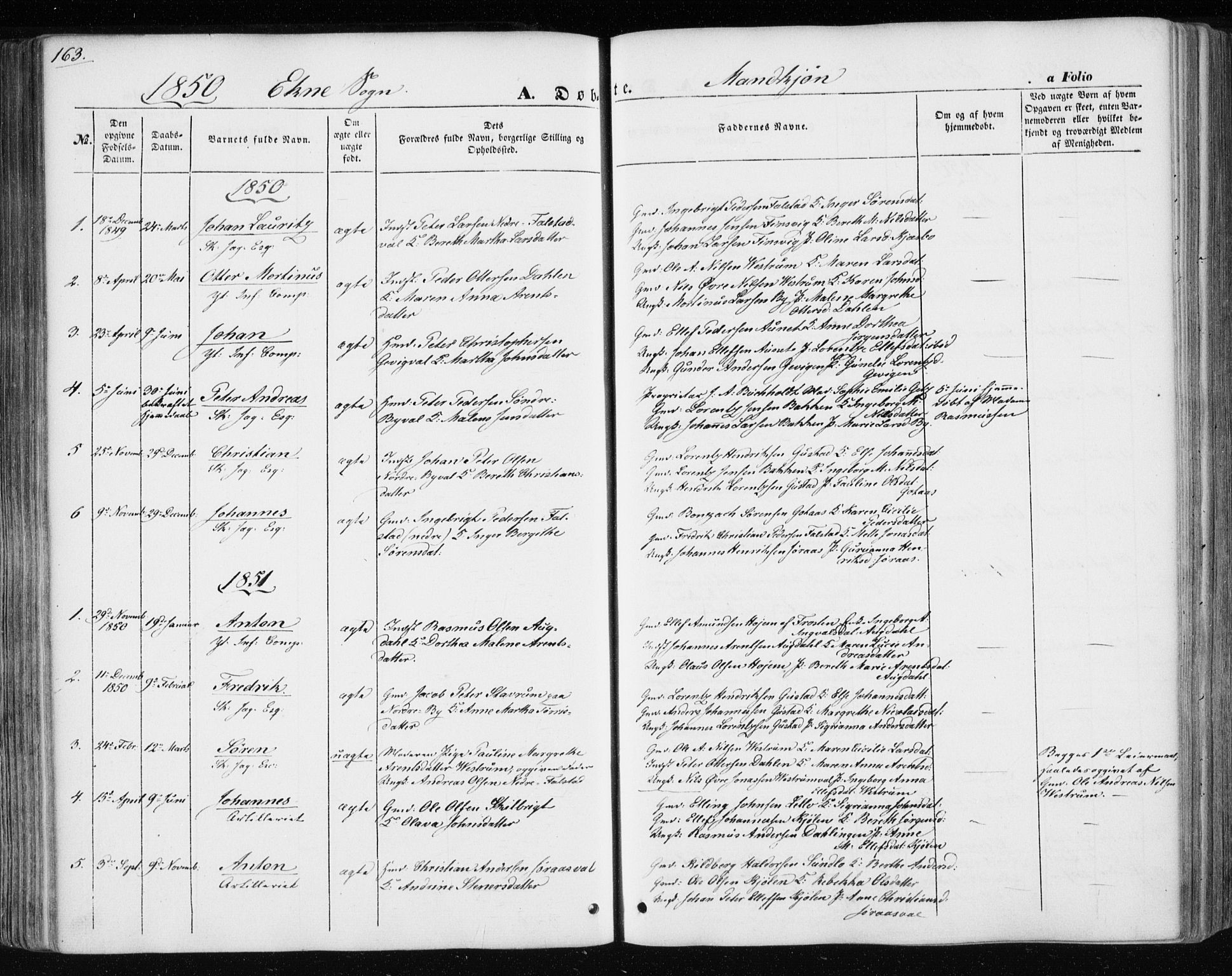 Ministerialprotokoller, klokkerbøker og fødselsregistre - Nord-Trøndelag, SAT/A-1458/717/L0154: Parish register (official) no. 717A07 /3, 1850-1862, p. 163