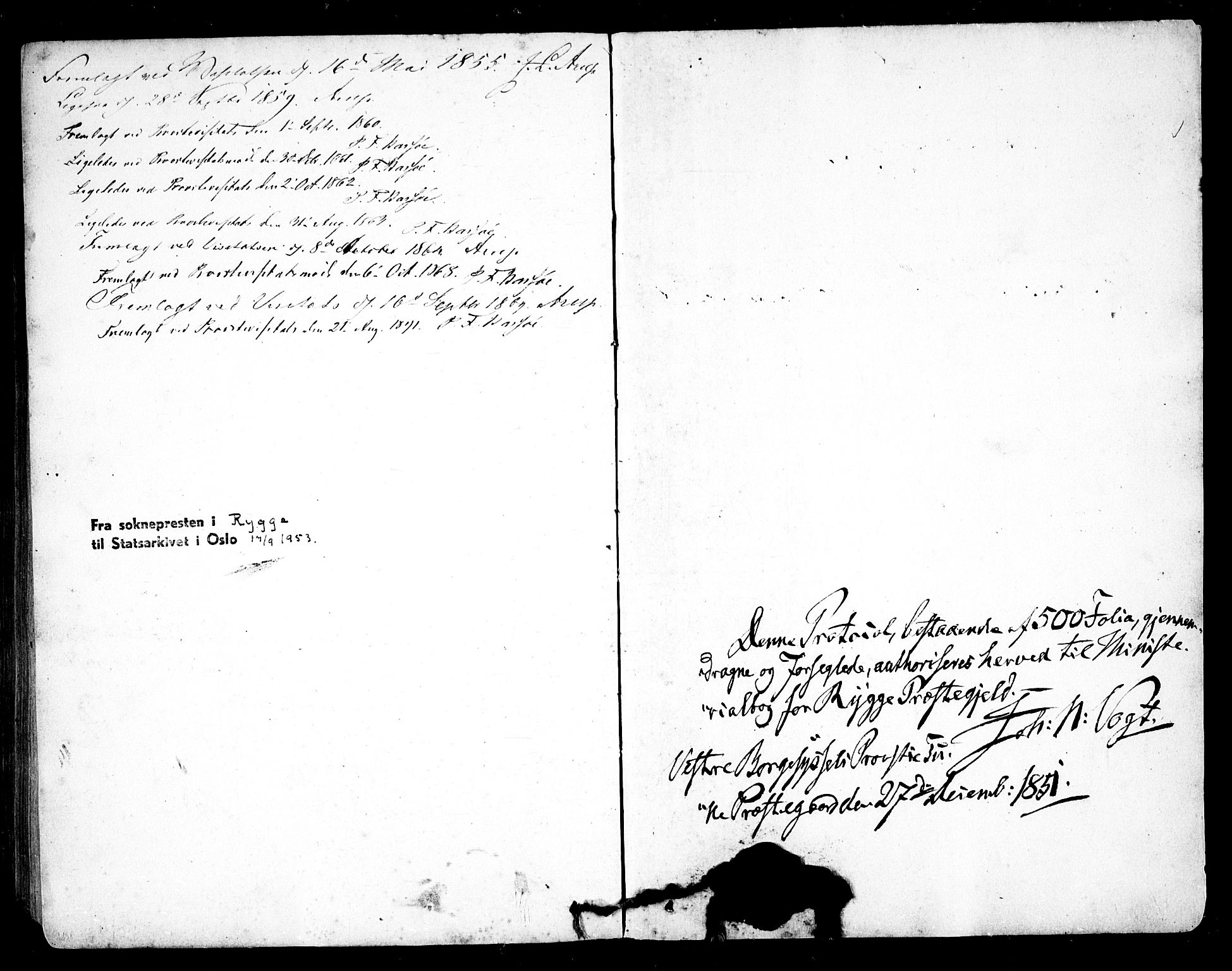 Rygge prestekontor Kirkebøker, SAO/A-10084b/F/Fa/L0005: Parish register (official) no. 5, 1852-1871